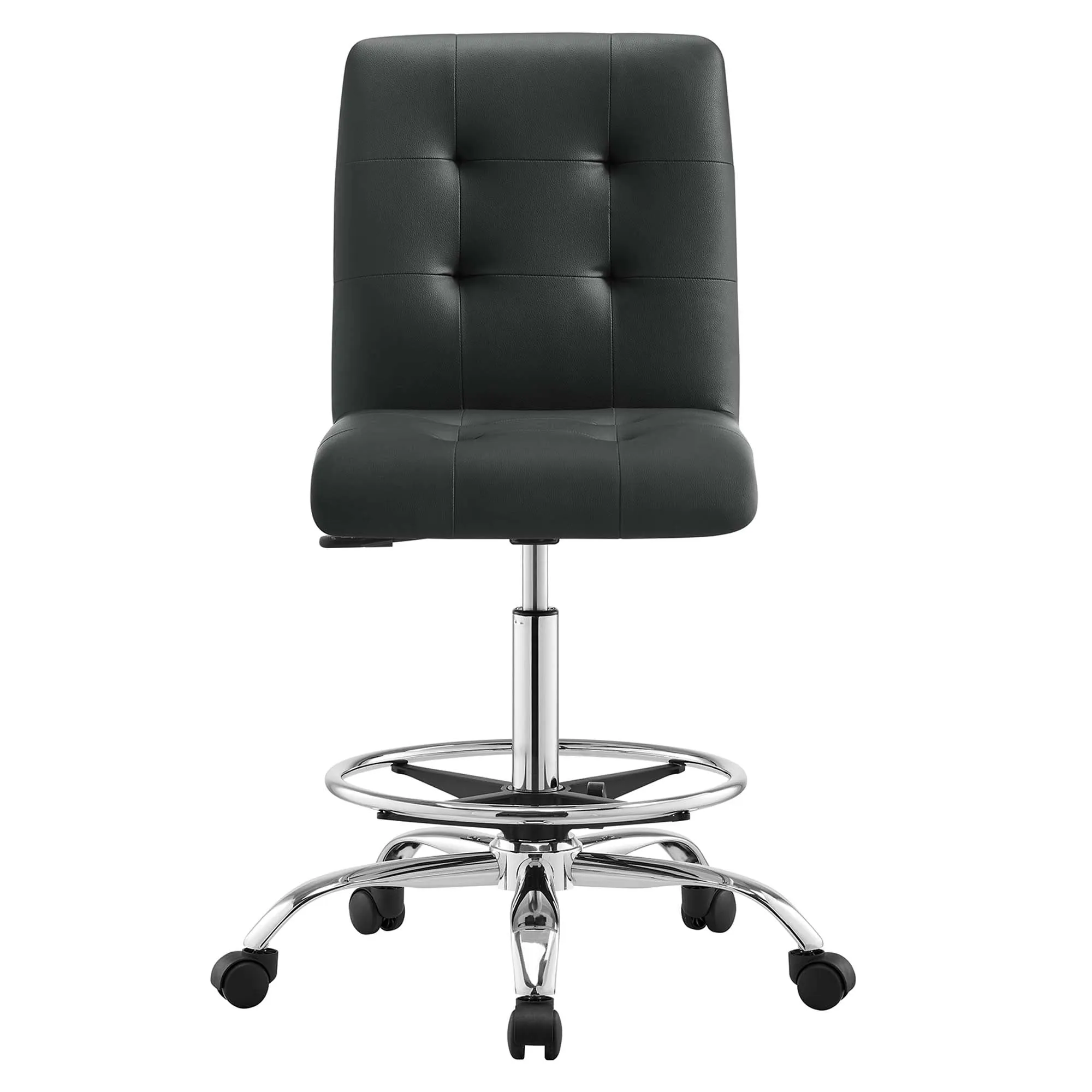Prim Armless Vegan Leather Drafting Chair by Modway