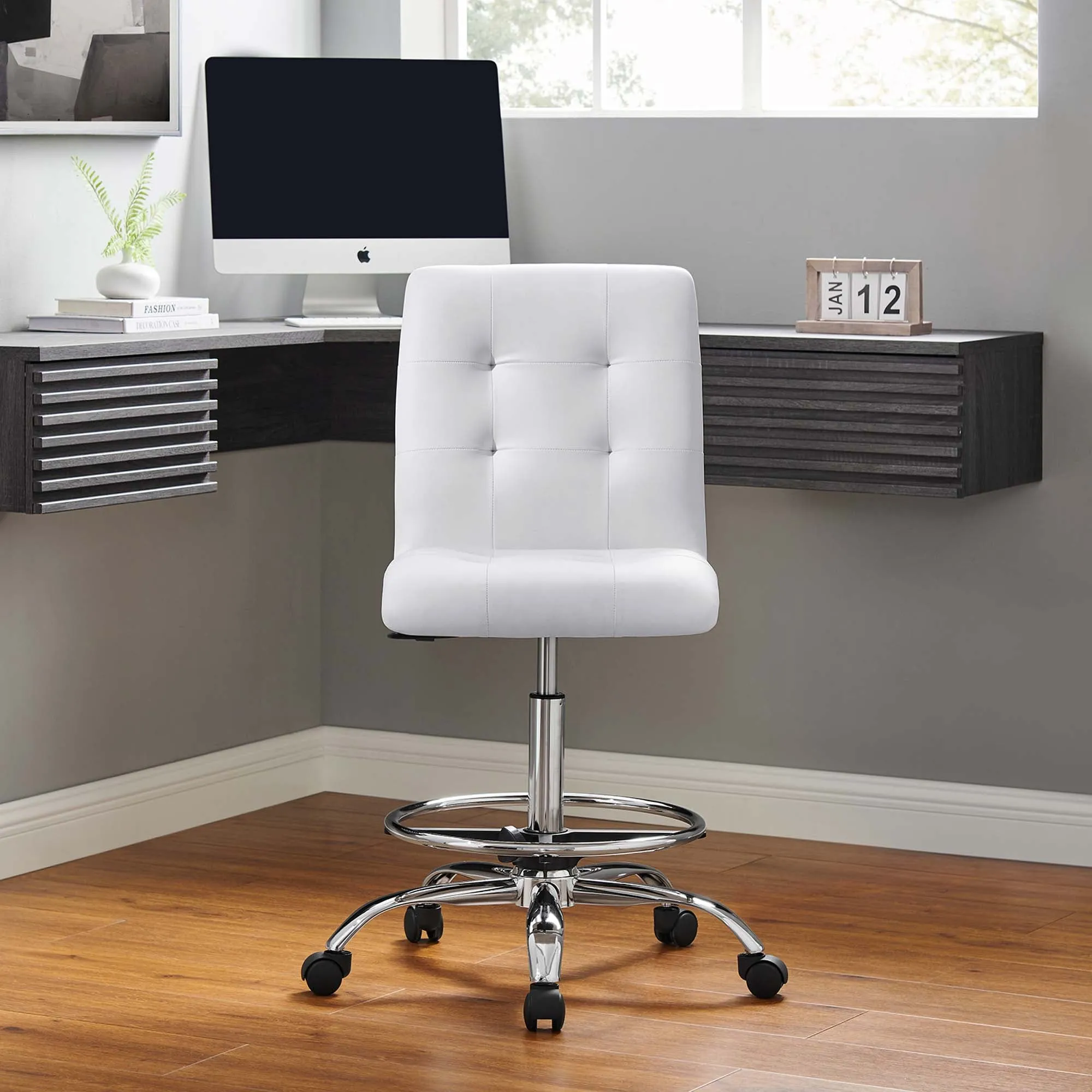 Prim Armless Vegan Leather Drafting Chair by Modway