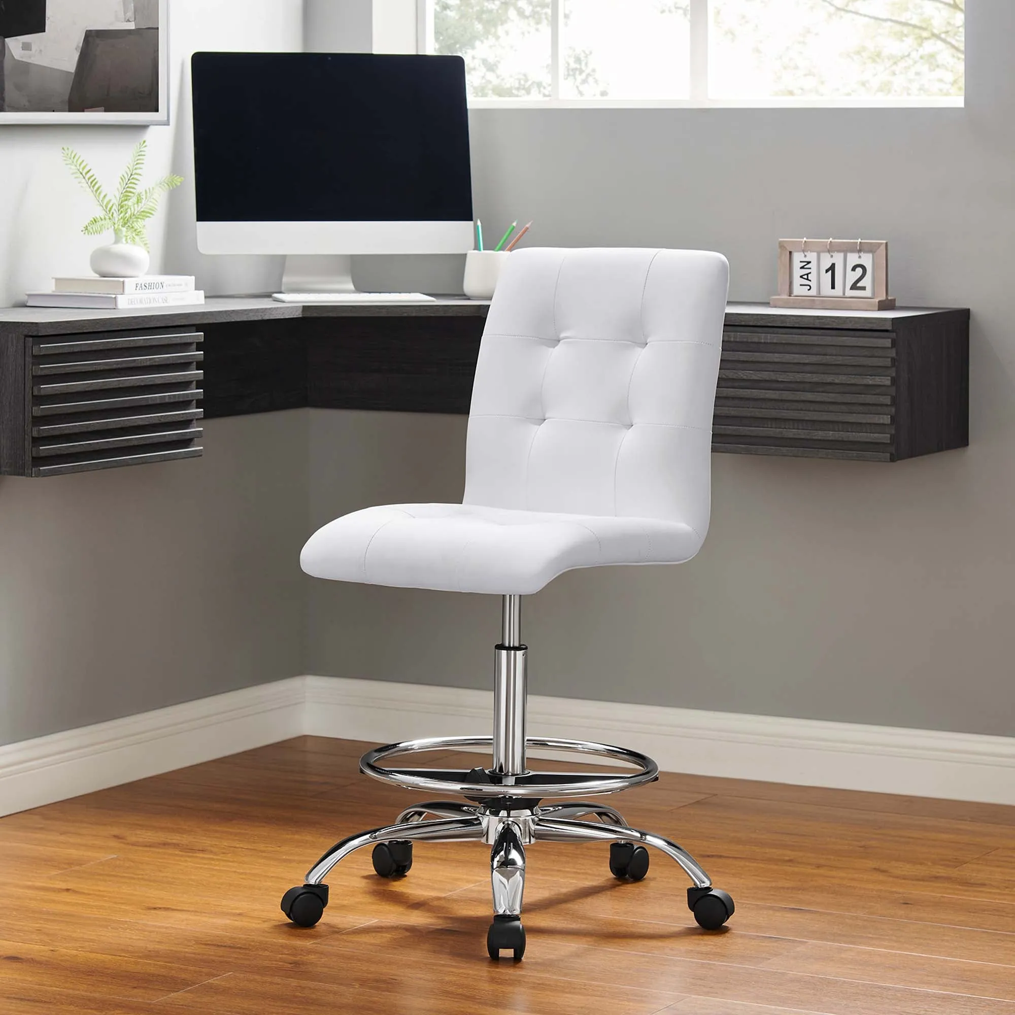 Prim Armless Vegan Leather Drafting Chair by Modway