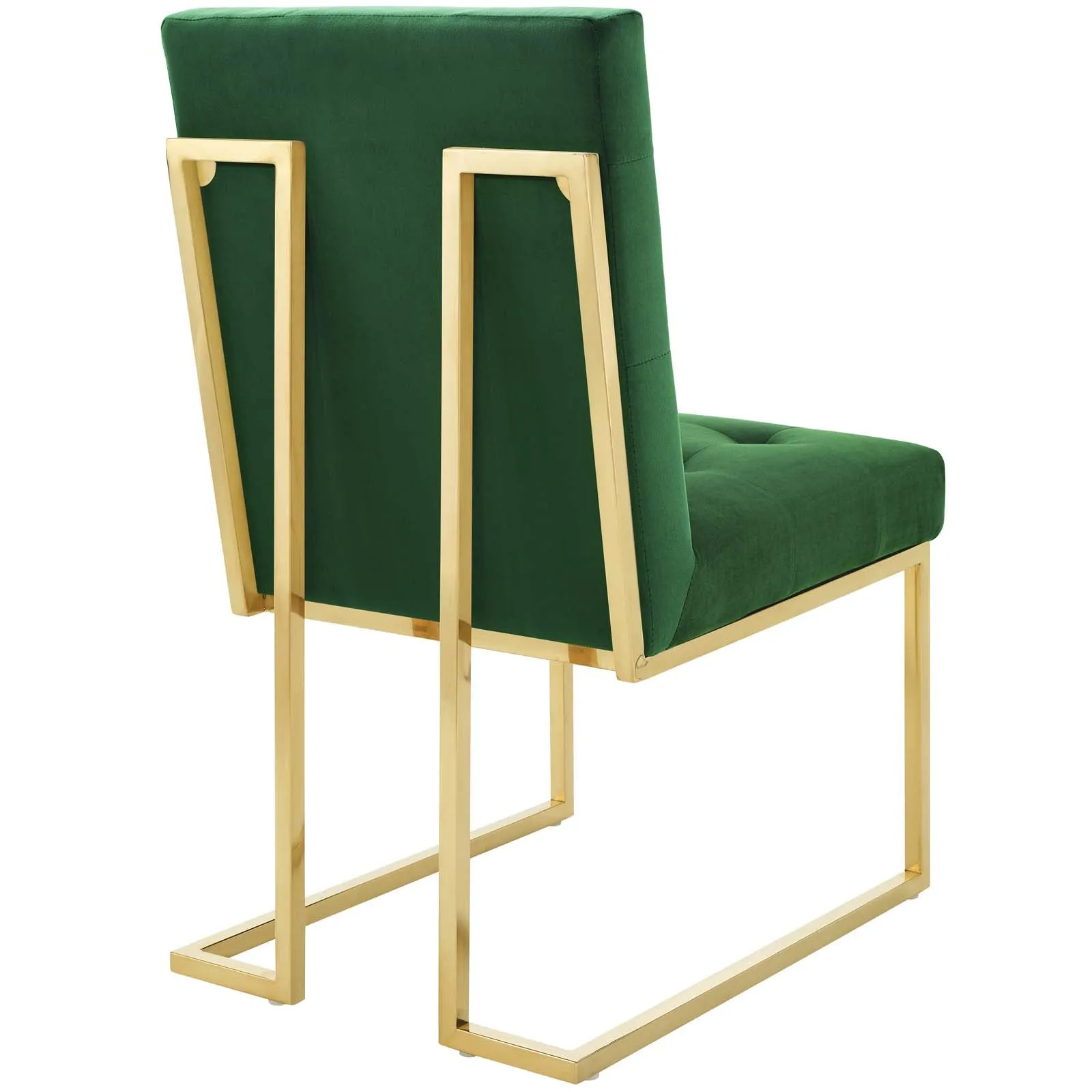 Privy Gold Stainless Steel Performance Velvet Dining Chair Set of 2 by Modway