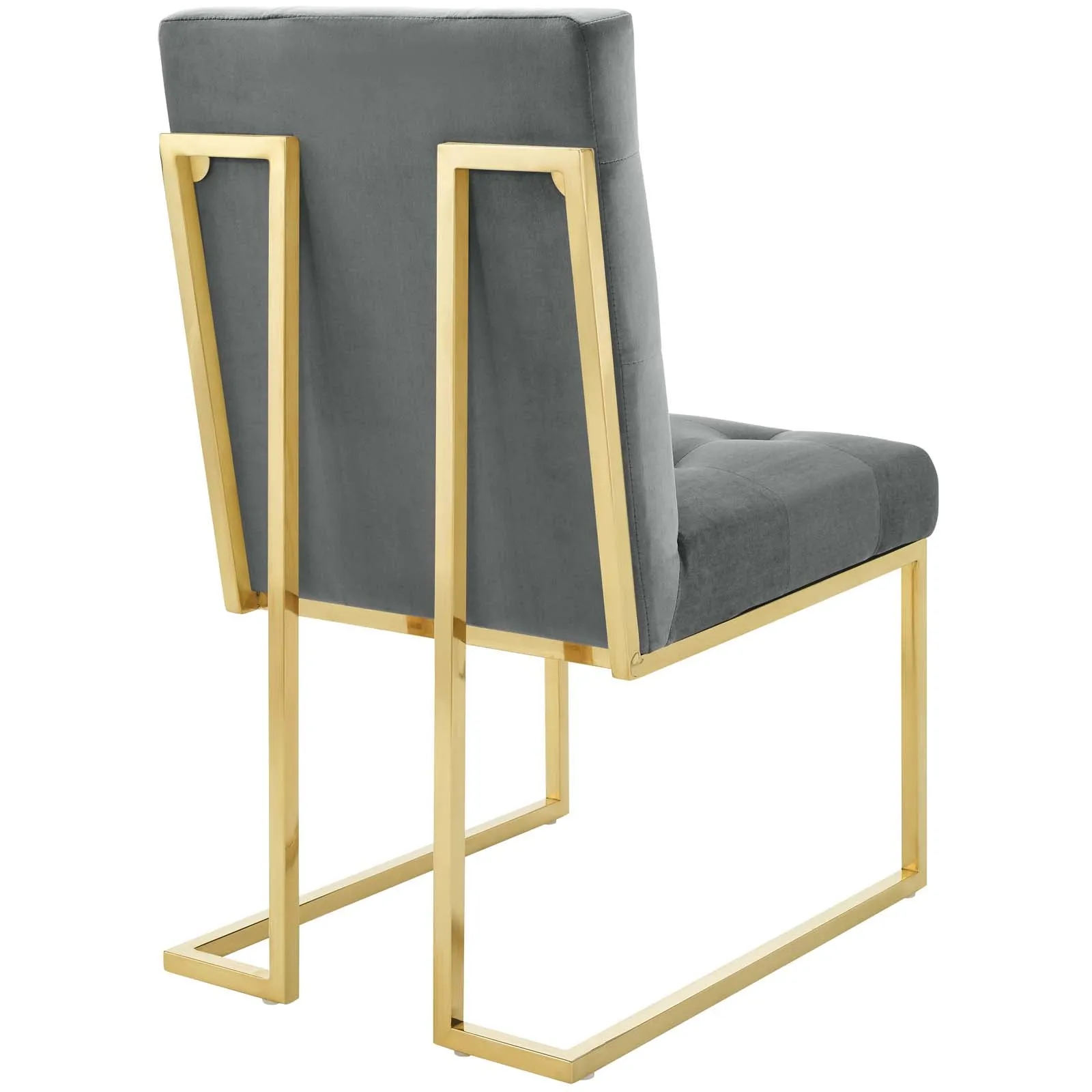 Privy Gold Stainless Steel Performance Velvet Dining Chair Set of 2 by Modway