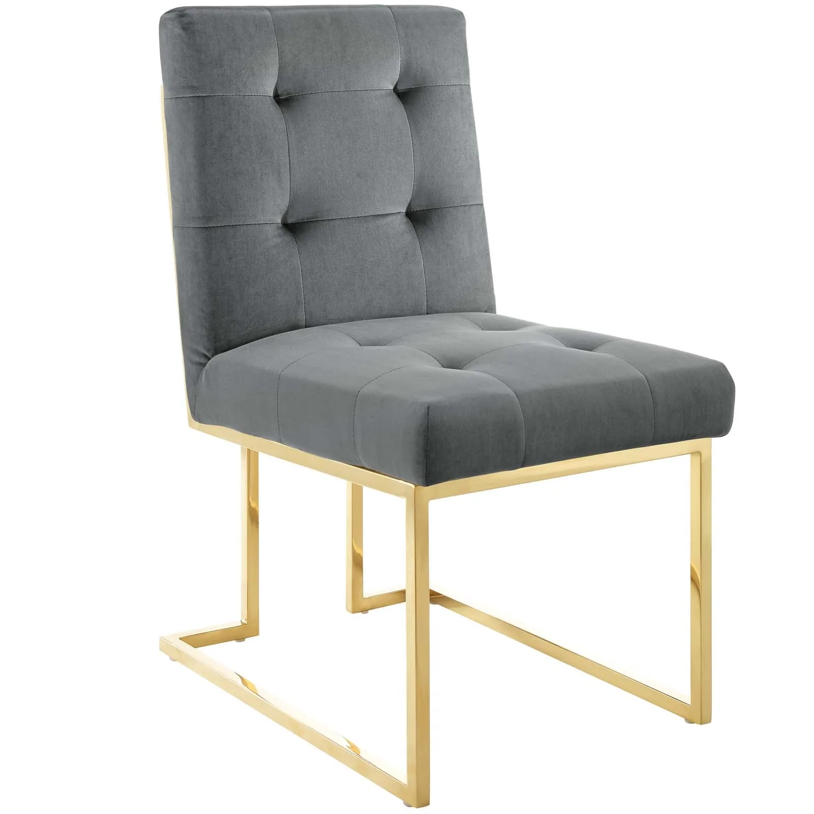 Privy Gold Stainless Steel Performance Velvet Dining Chair Set of 2 by Modway