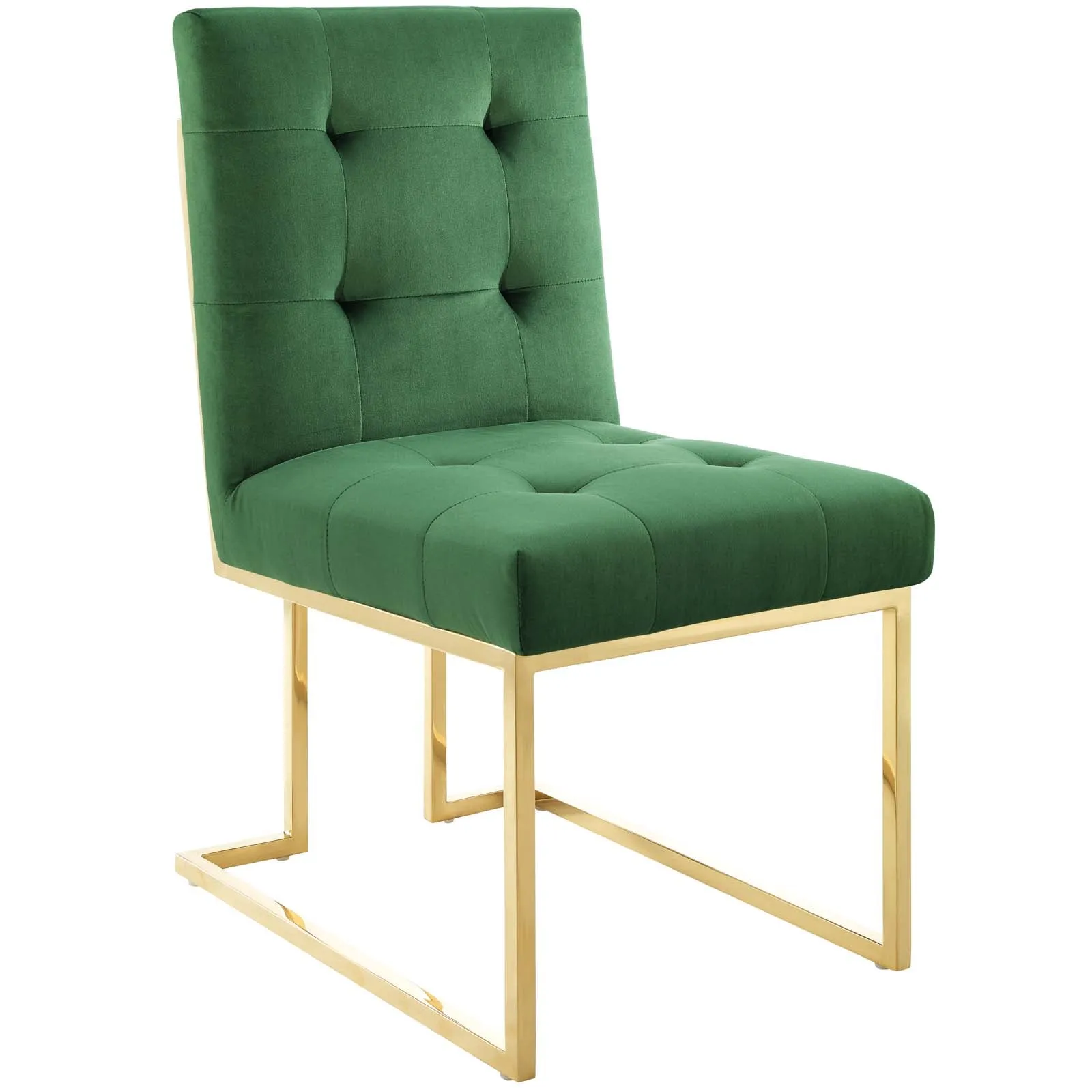 Privy Gold Stainless Steel Performance Velvet Dining Chair Set of 2 by Modway