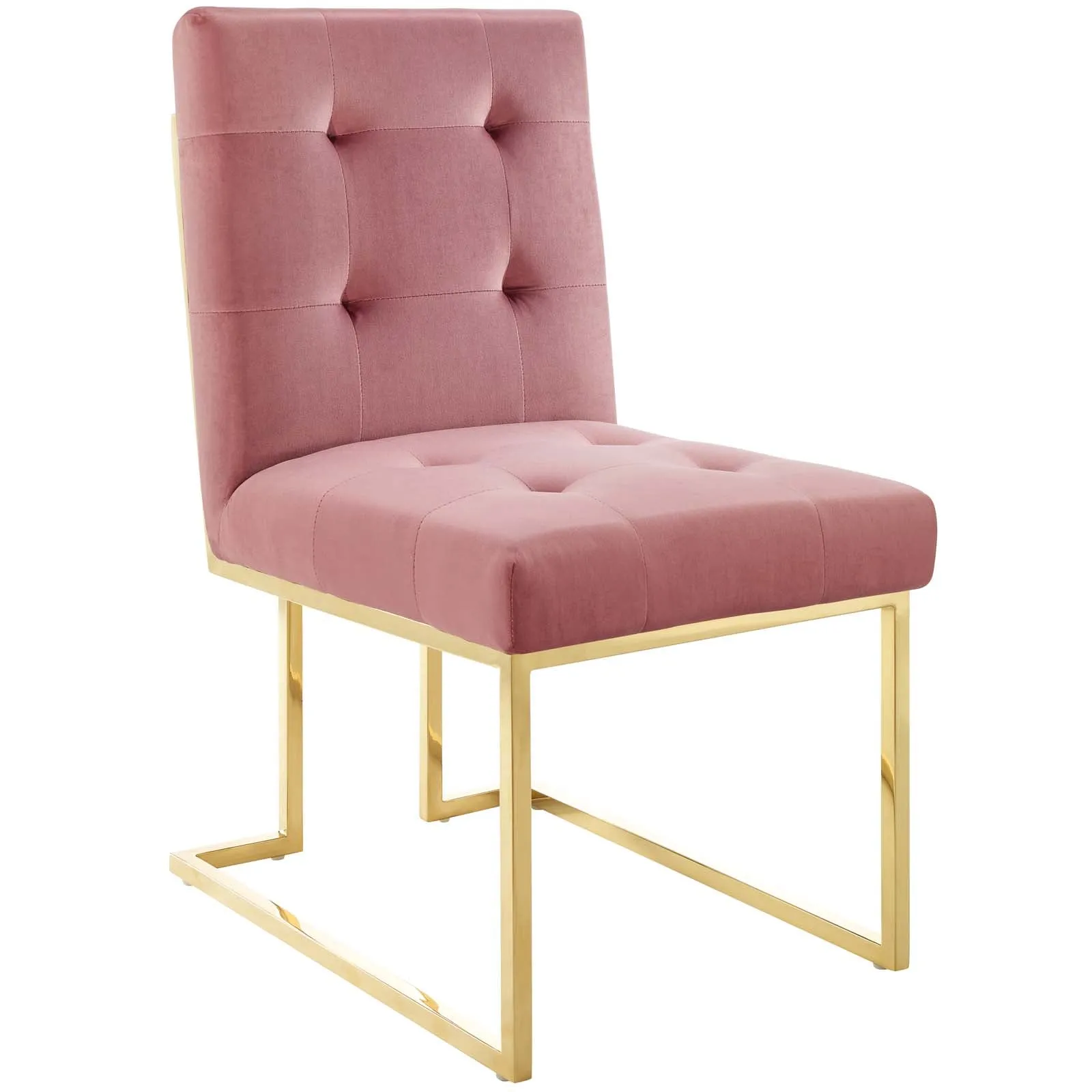 Privy Gold Stainless Steel Performance Velvet Dining Chair Set of 2 by Modway
