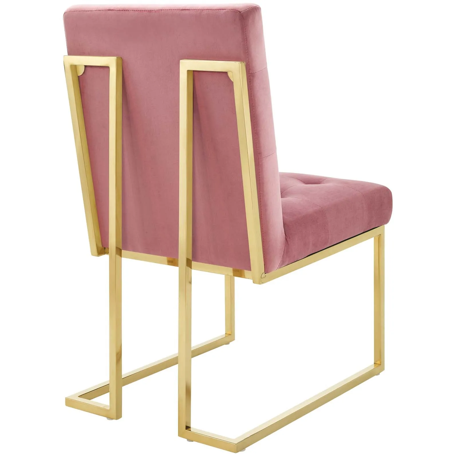 Privy Gold Stainless Steel Performance Velvet Dining Chair Set of 2 by Modway