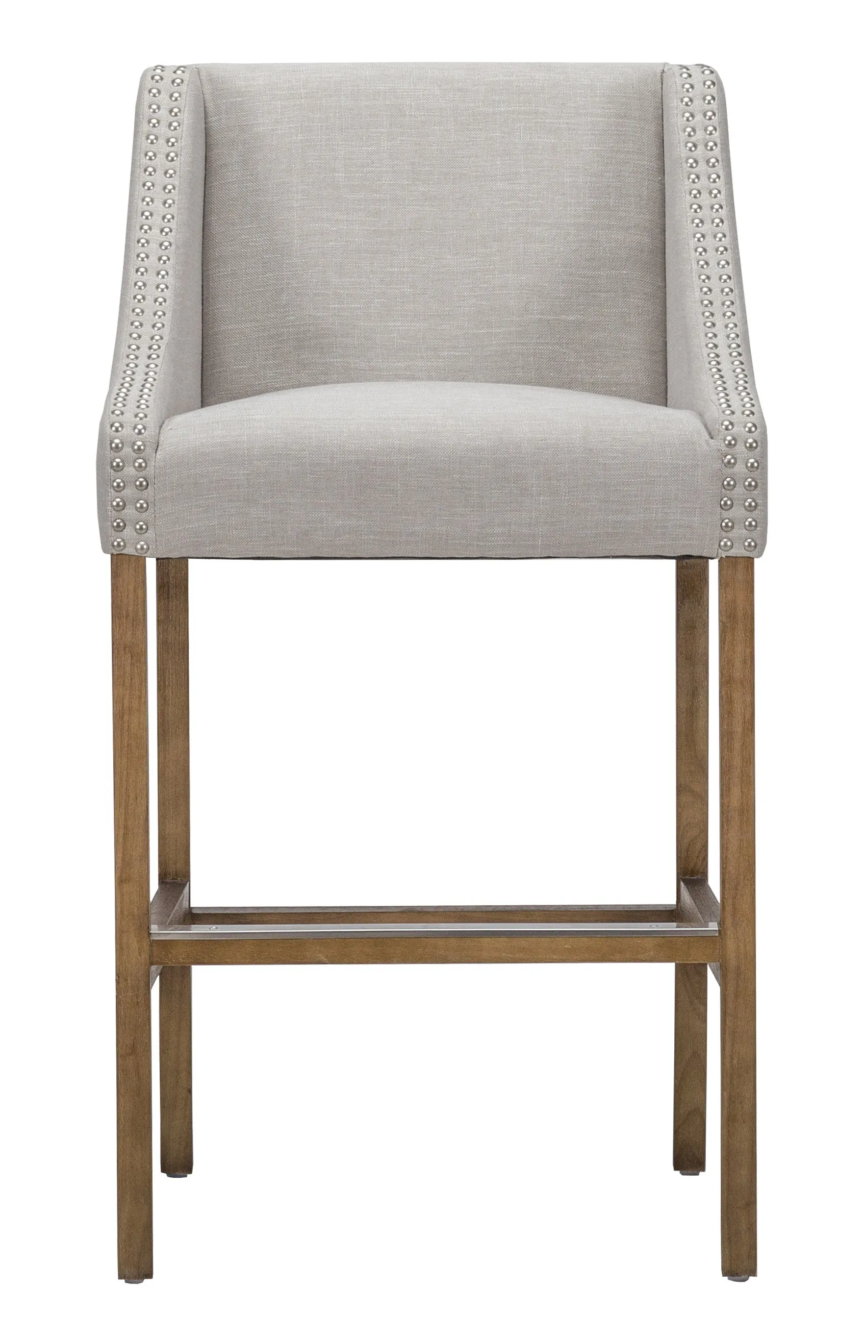 " Taupe Solid Wood Low Back Counter Height Bar Chair