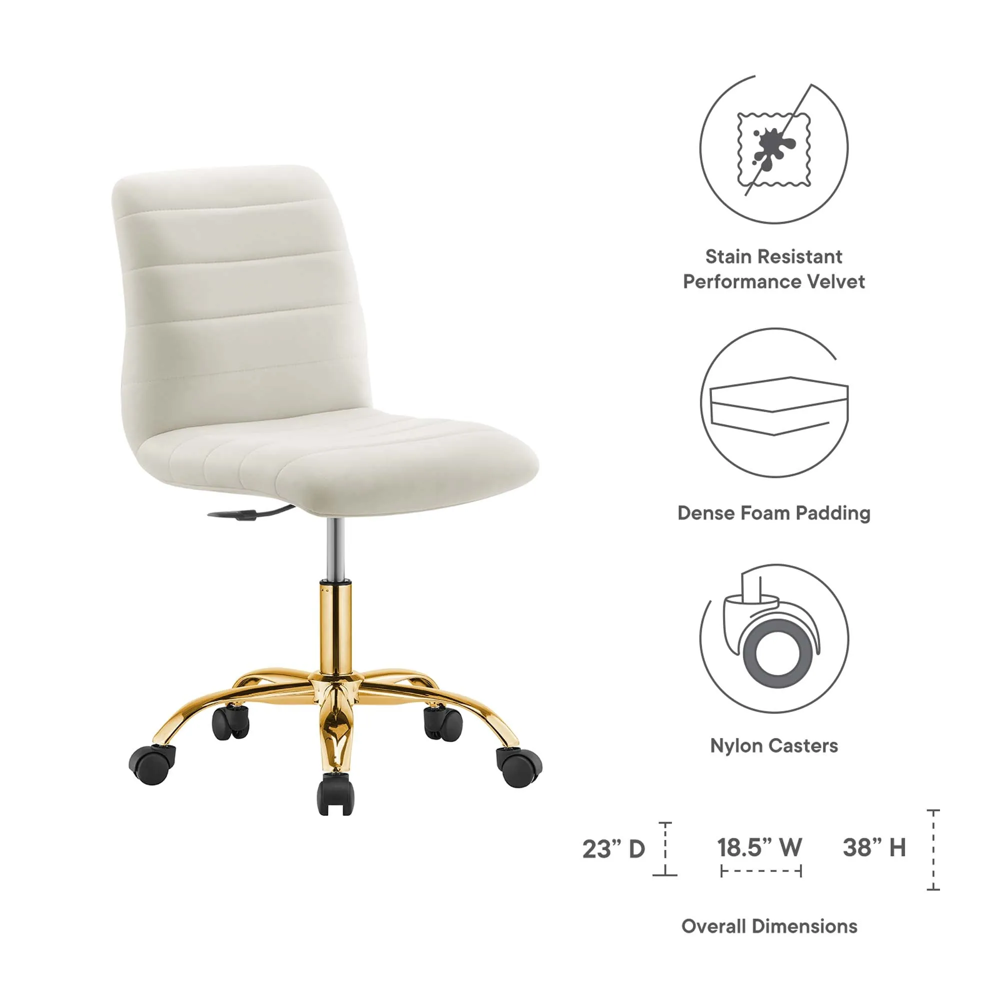 Ripple Armless Performance Velvet Office Chair by Modway