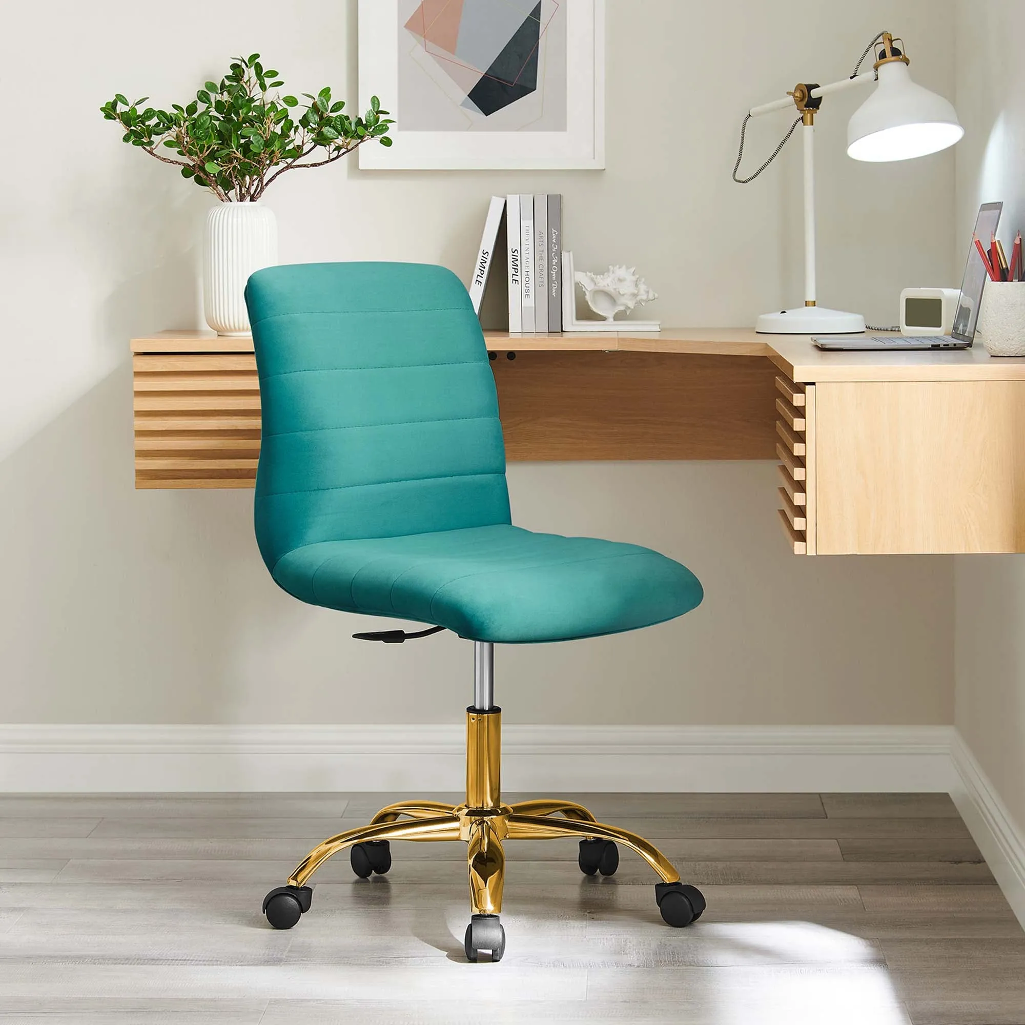 Ripple Armless Performance Velvet Office Chair by Modway