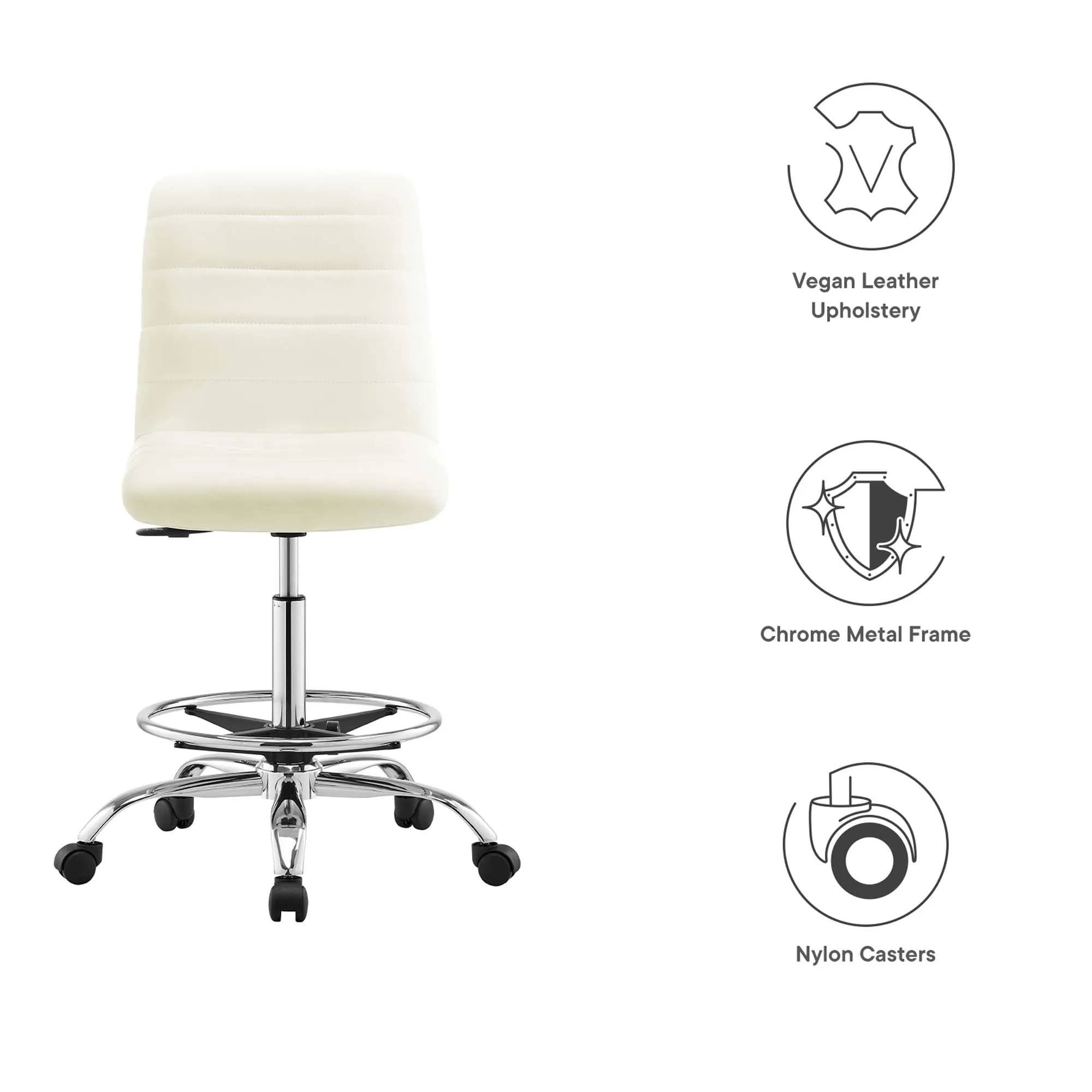 Ripple Armless Vegan Leather Drafting Chair by Modway