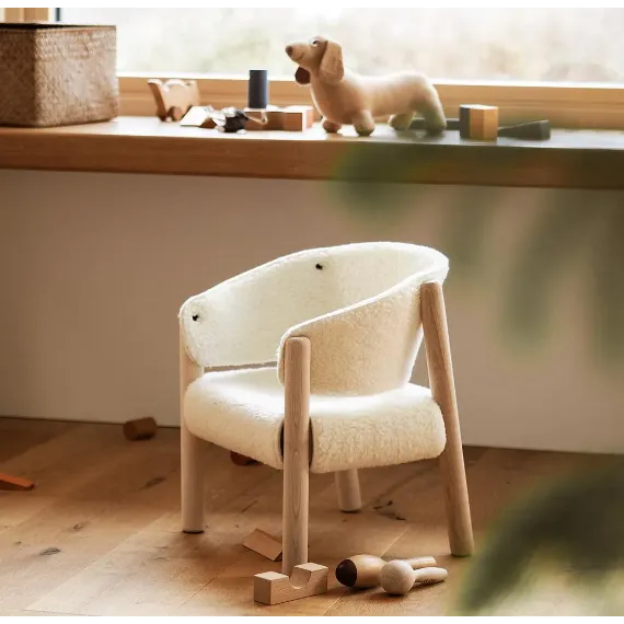 Saba Children's Chair in White Fur
