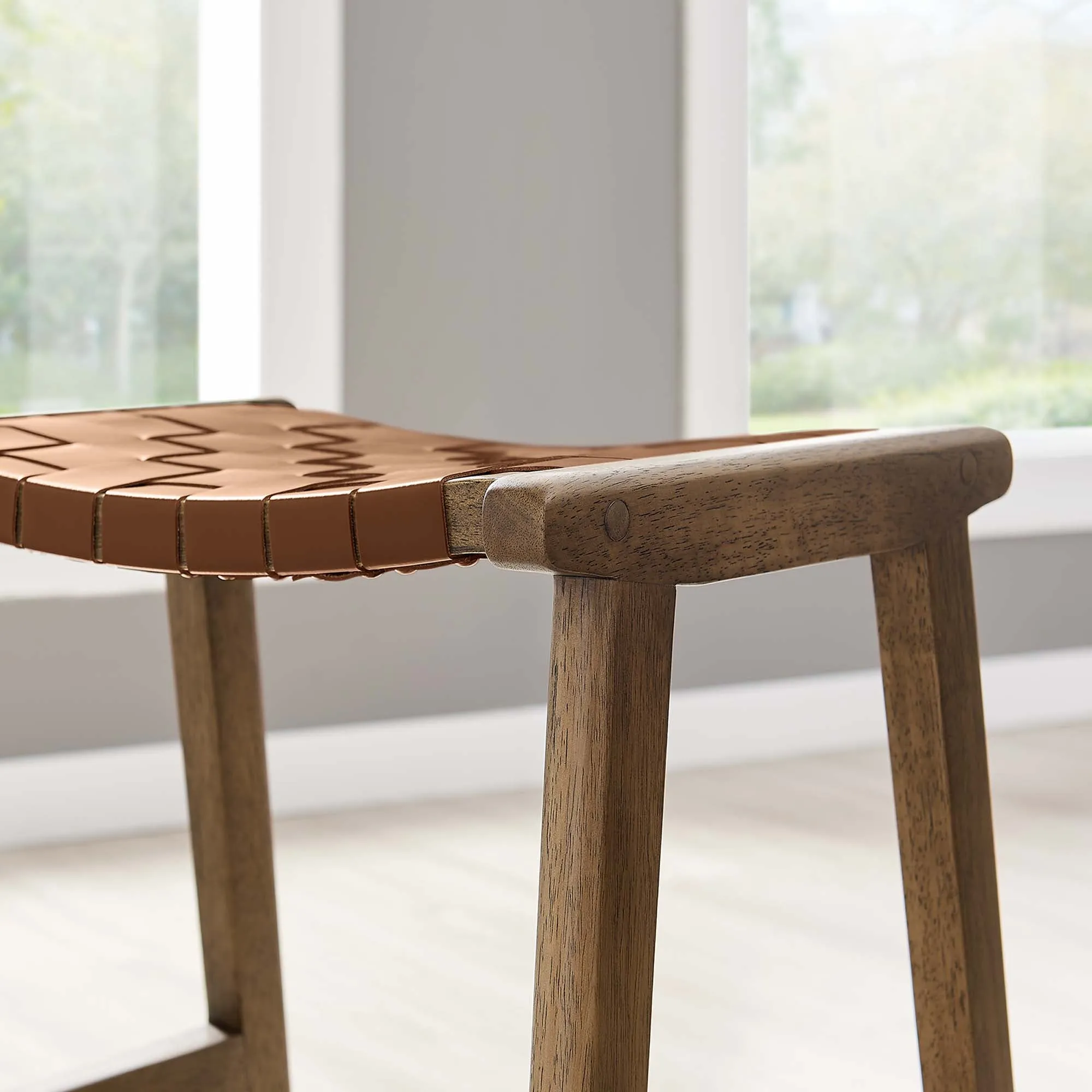 Saoirse Faux Leather Wood Counter Stool - Set of 2 by Modway