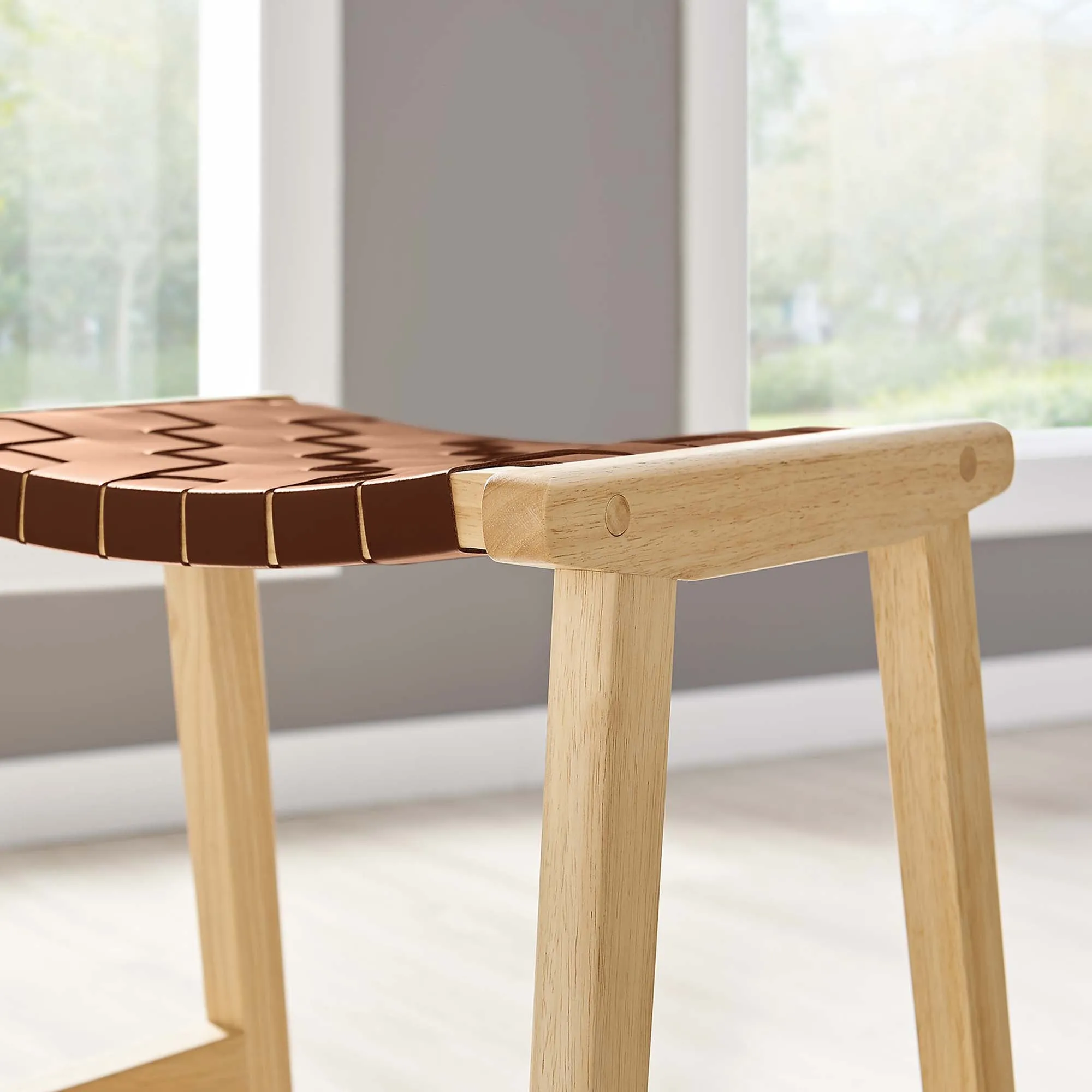 Saoirse Faux Leather Wood Counter Stool - Set of 2 by Modway