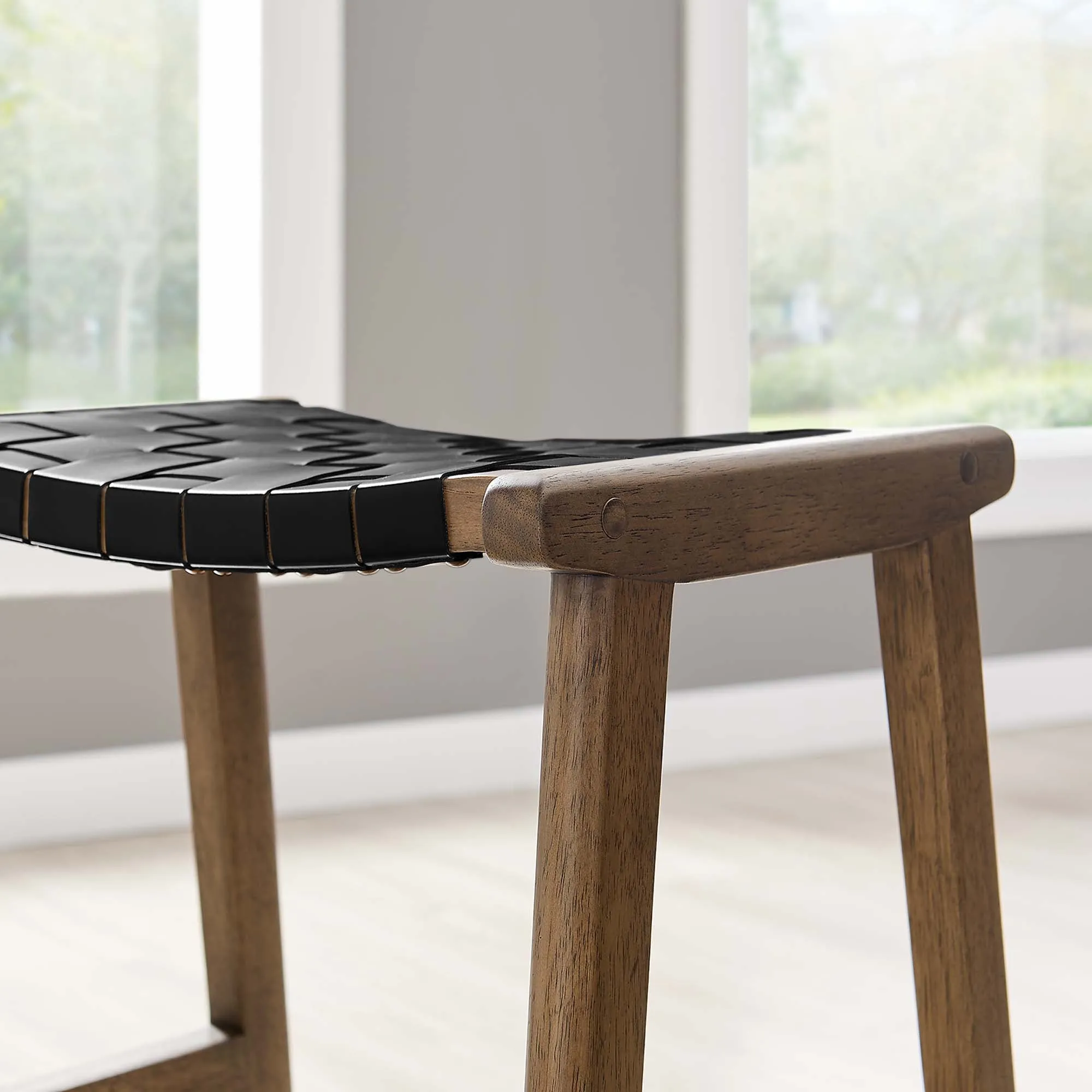 Saoirse Faux Leather Wood Counter Stool - Set of 2 by Modway