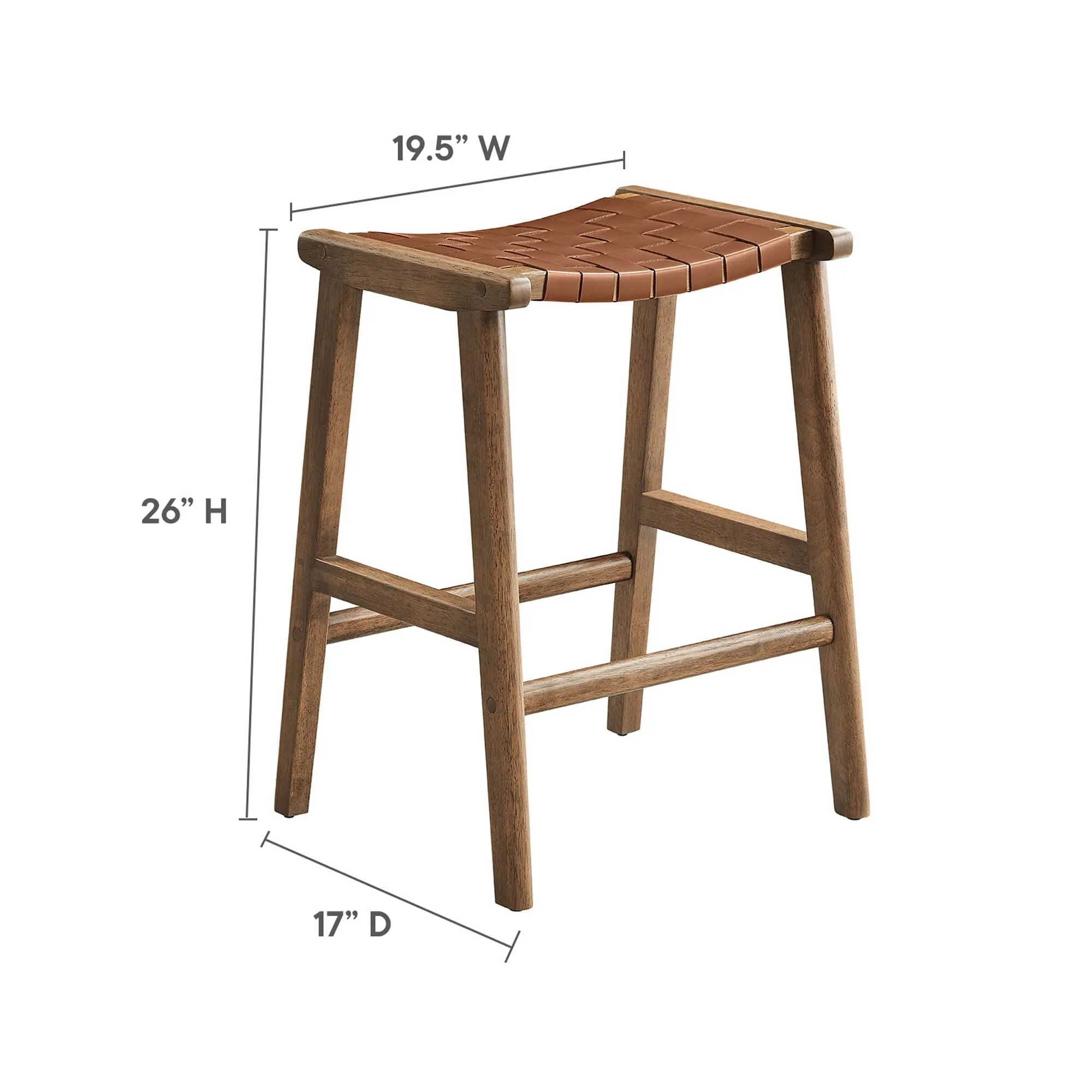 Saoirse Faux Leather Wood Counter Stool - Set of 2 by Modway