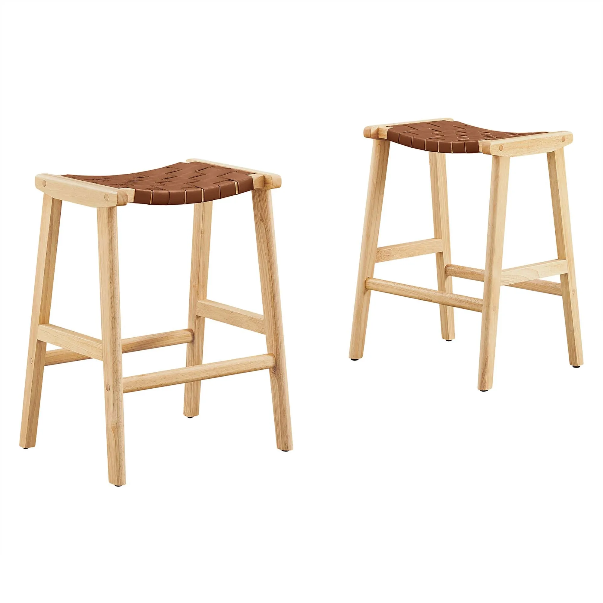 Saoirse Faux Leather Wood Counter Stool - Set of 2 by Modway