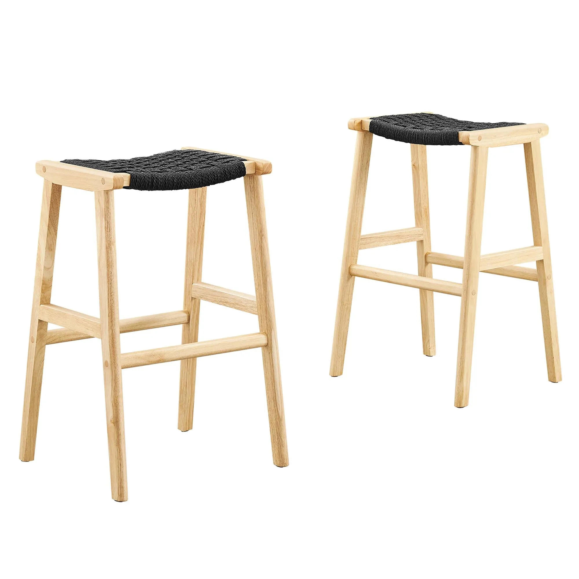 Saoirse Woven Rope Wood Bar Stool - Set of 2 by Modway