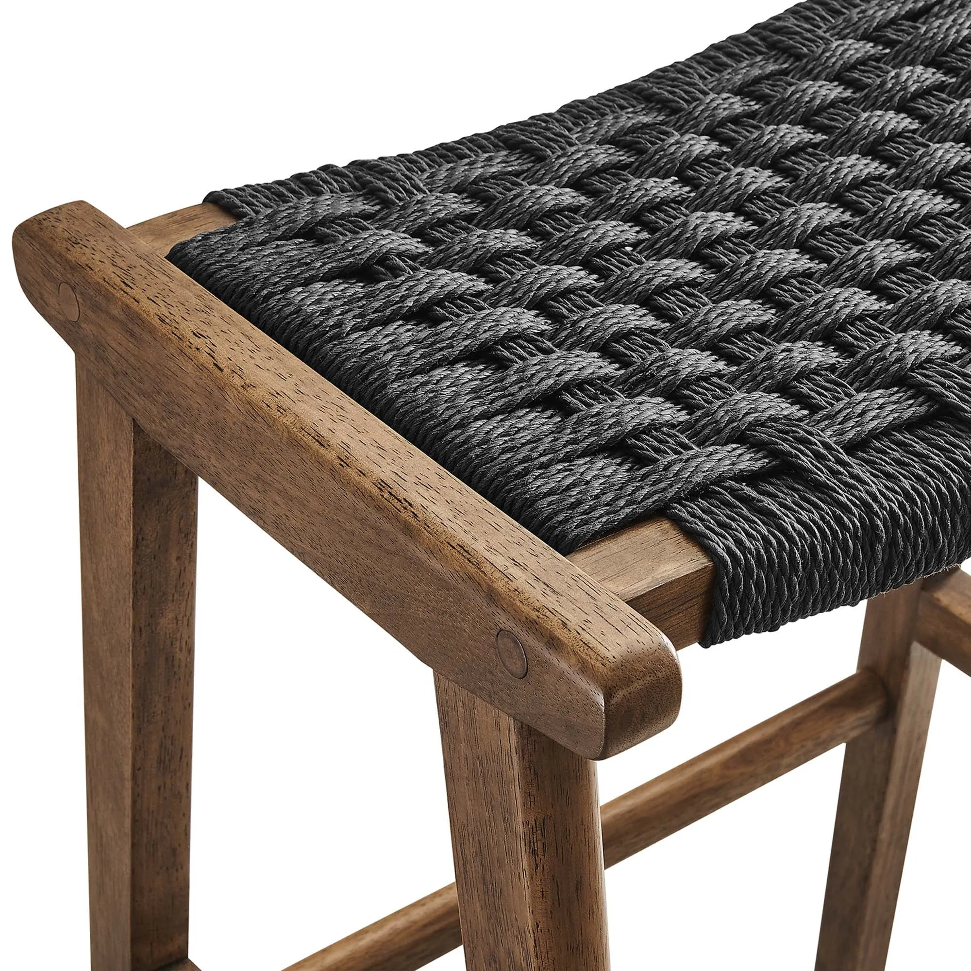 Saoirse Woven Rope Wood Bar Stool - Set of 2 by Modway