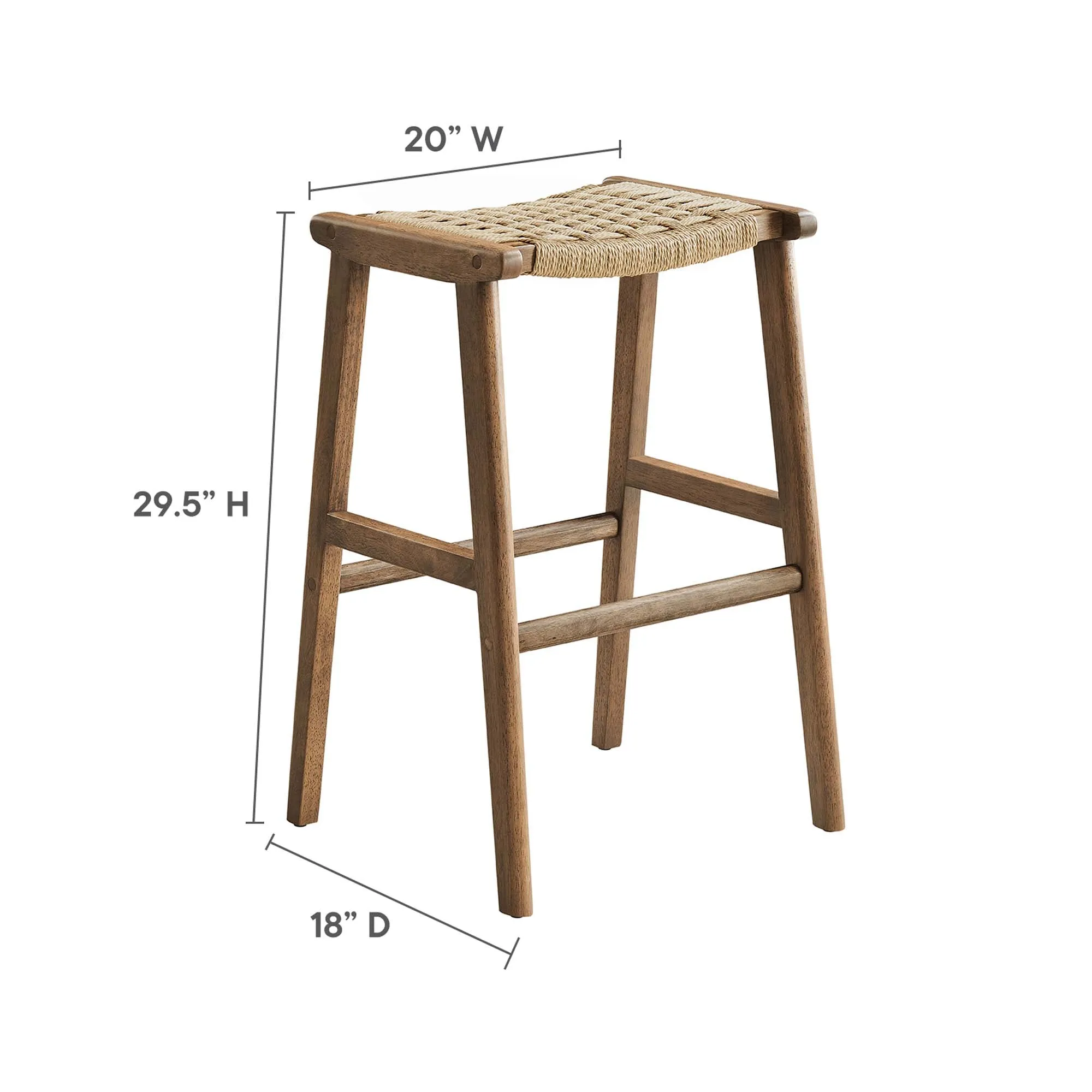 Saoirse Woven Rope Wood Bar Stool - Set of 2 by Modway