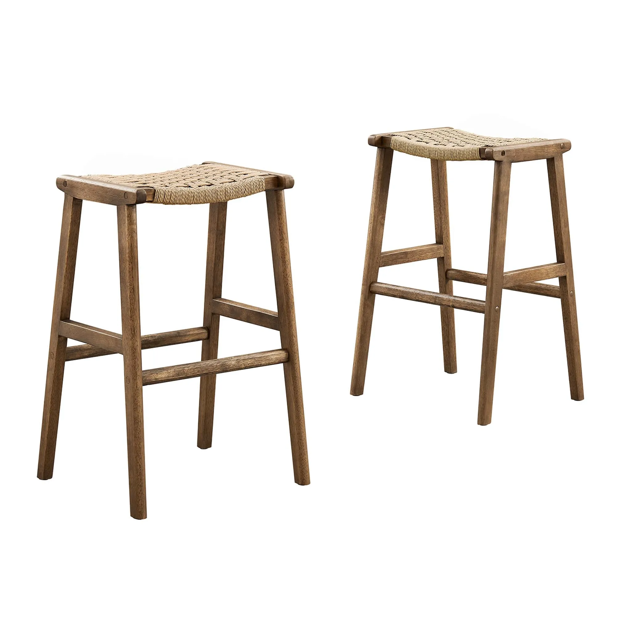 Saoirse Woven Rope Wood Bar Stool - Set of 2 by Modway