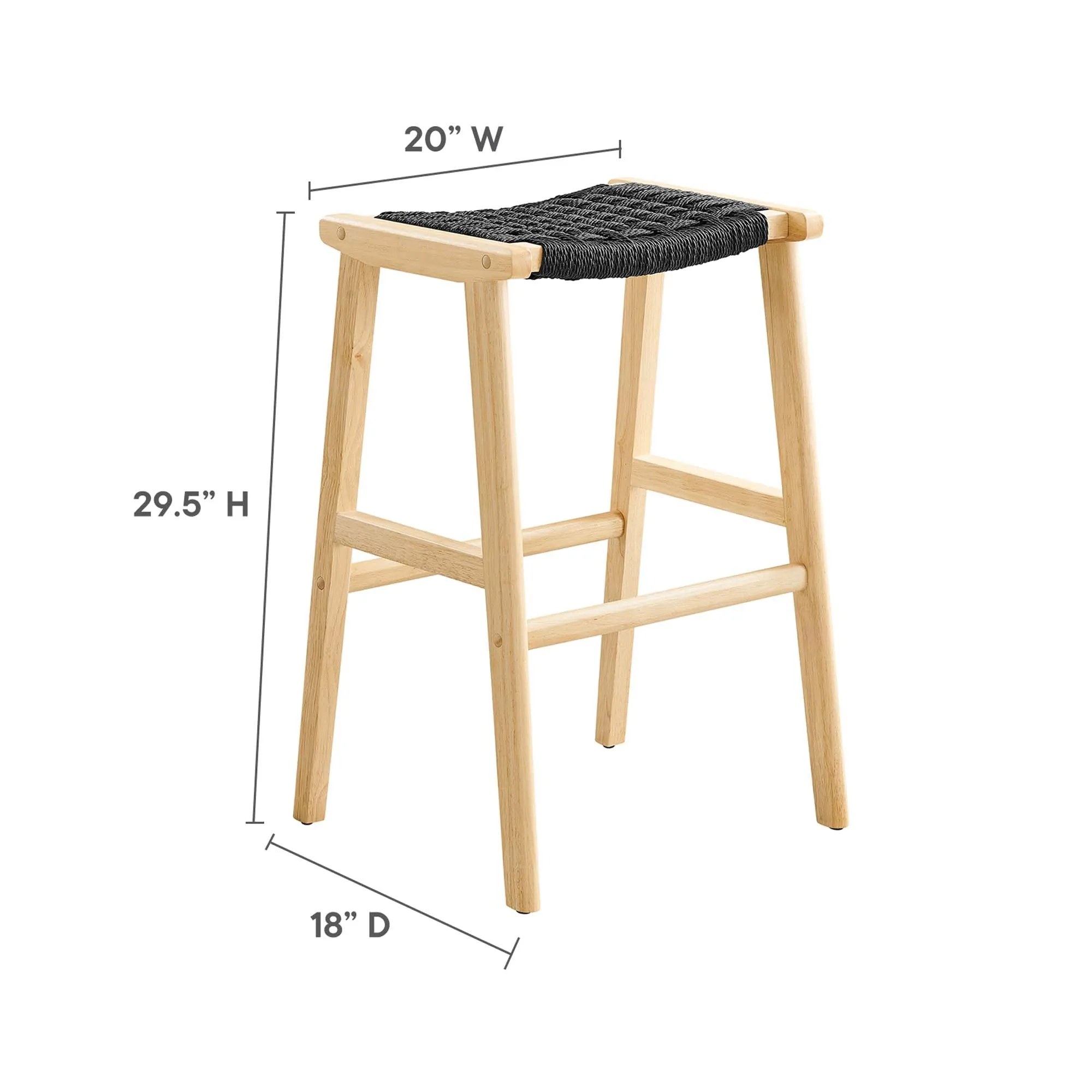 Saoirse Woven Rope Wood Bar Stool - Set of 2 by Modway