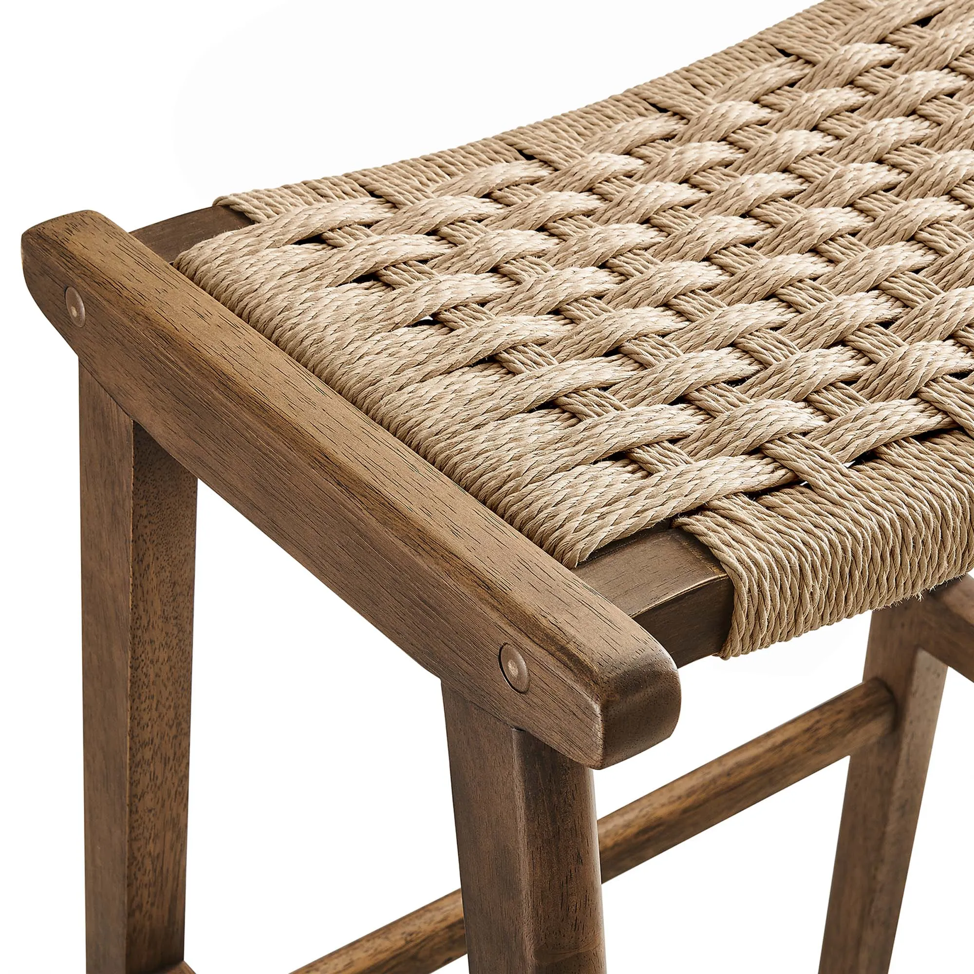 Saoirse Woven Rope Wood Bar Stool - Set of 2 by Modway