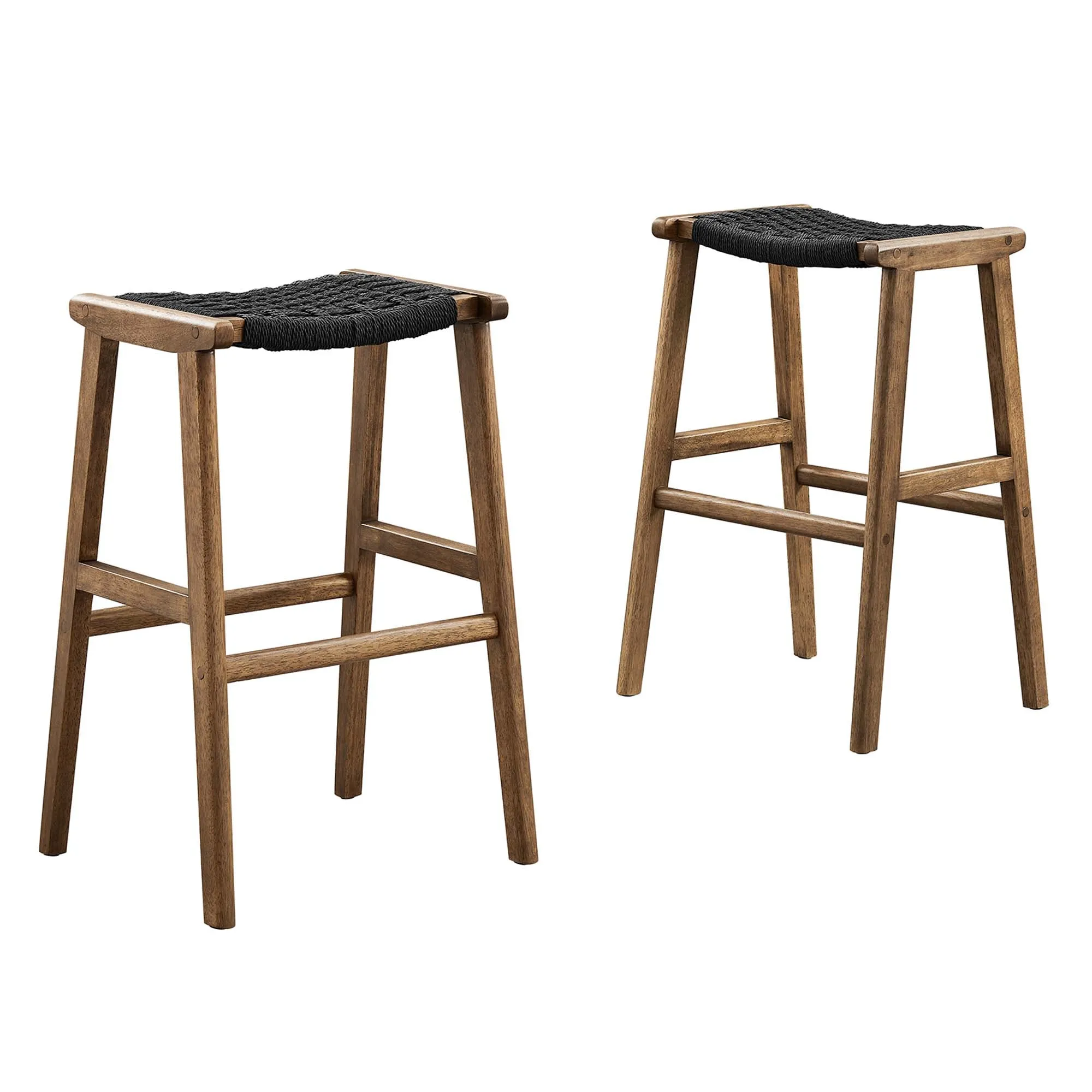 Saoirse Woven Rope Wood Bar Stool - Set of 2 by Modway