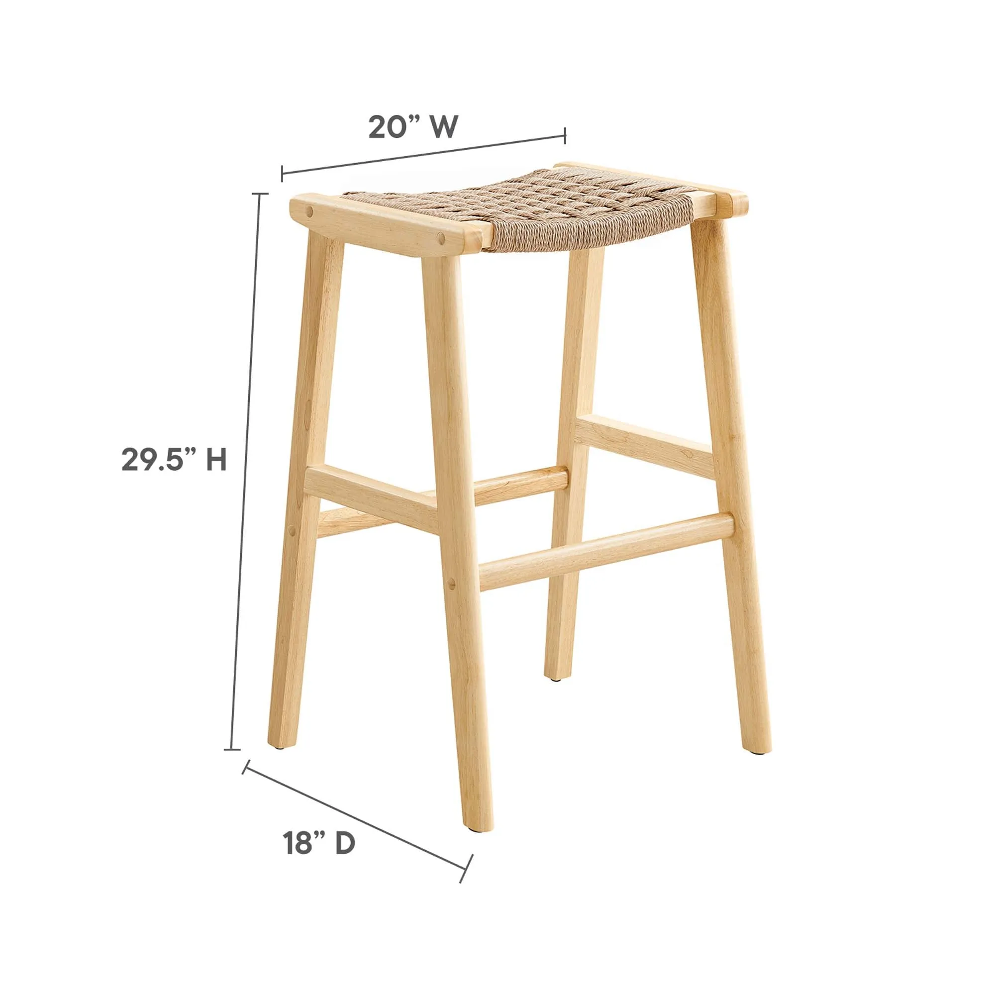 Saoirse Woven Rope Wood Bar Stool - Set of 2 by Modway