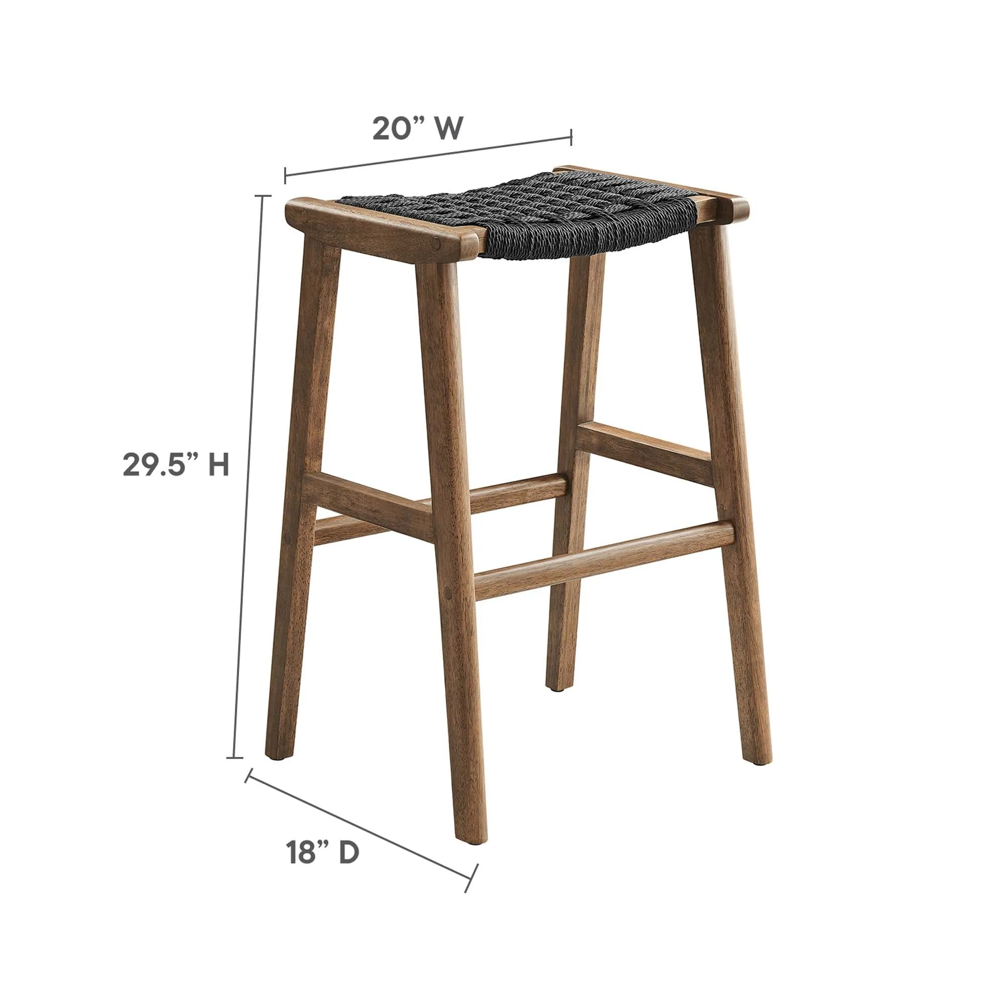 Saoirse Woven Rope Wood Bar Stool - Set of 2 by Modway