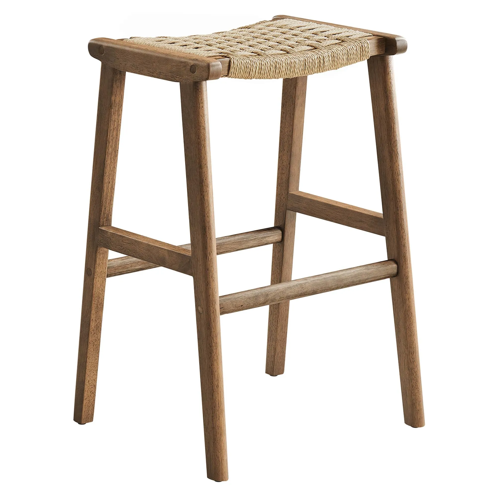 Saoirse Woven Rope Wood Bar Stool - Set of 2 by Modway