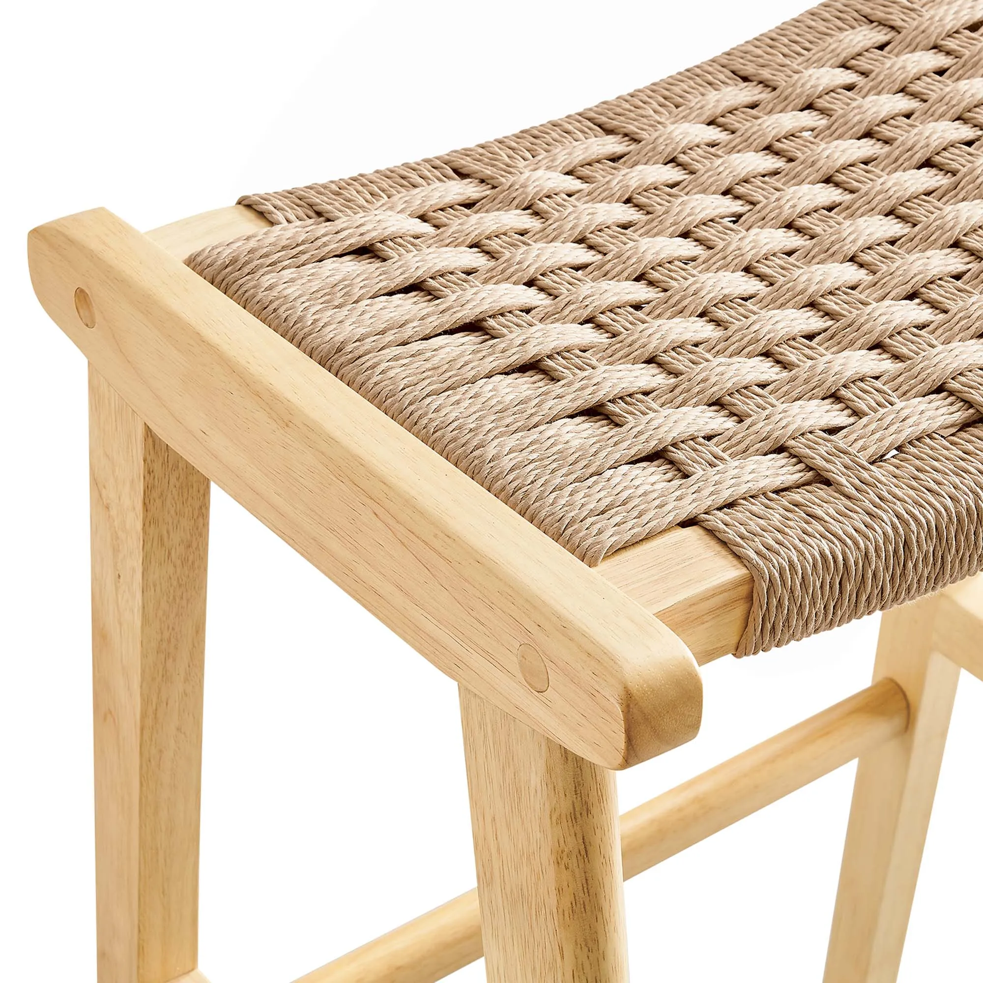 Saoirse Woven Rope Wood Bar Stool - Set of 2 by Modway