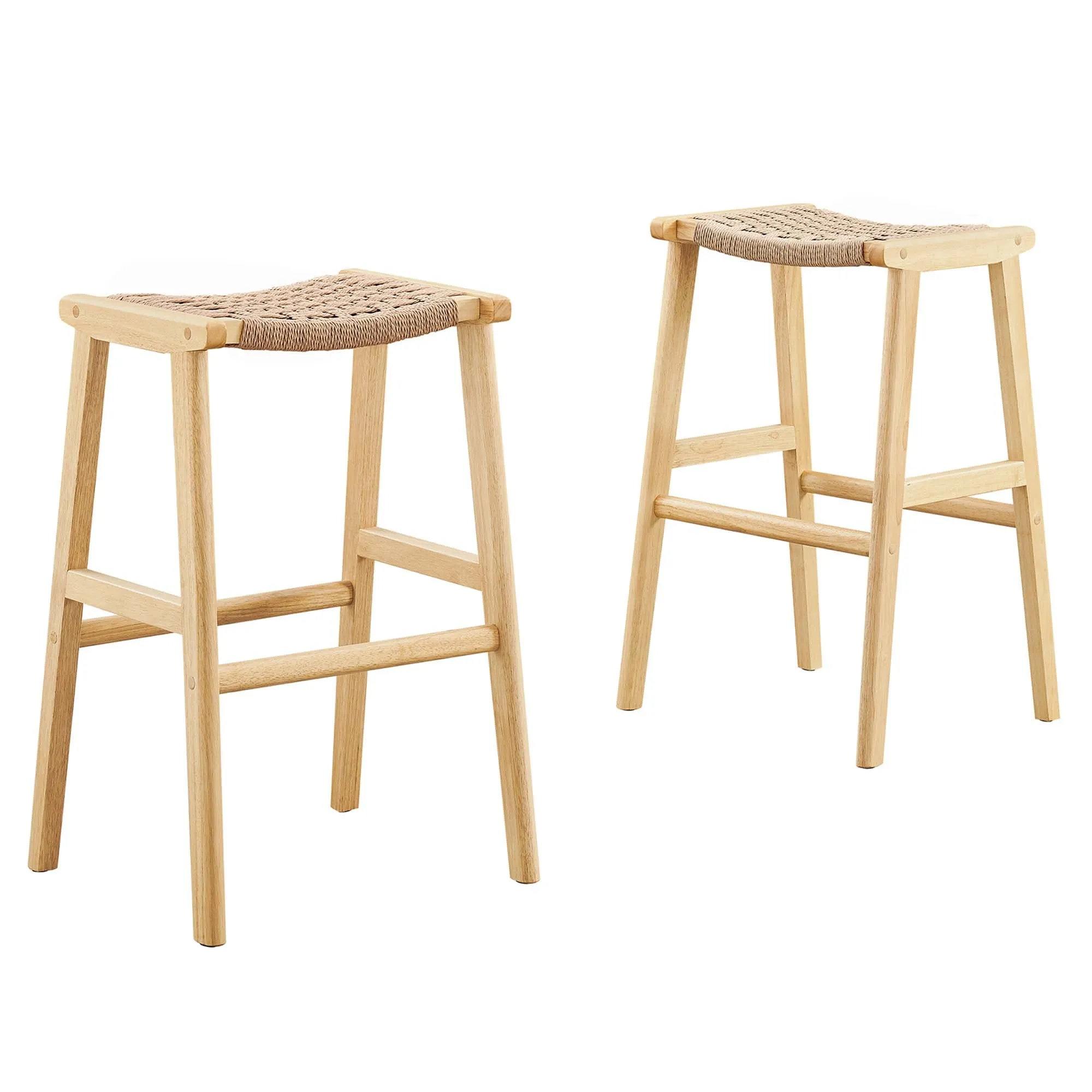 Saoirse Woven Rope Wood Bar Stool - Set of 2 by Modway