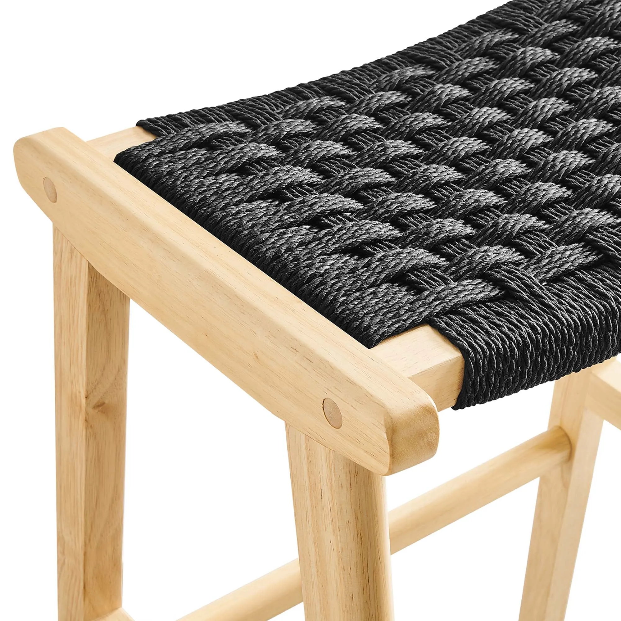 Saoirse Woven Rope Wood Bar Stool - Set of 2 by Modway