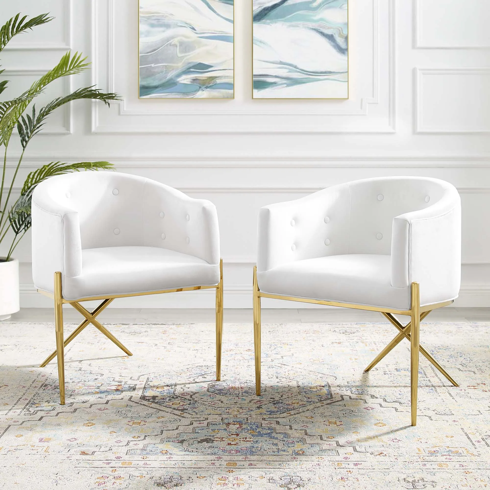 Savour Accent Dining Armchair Performance Velvet Set of 2 by Modway