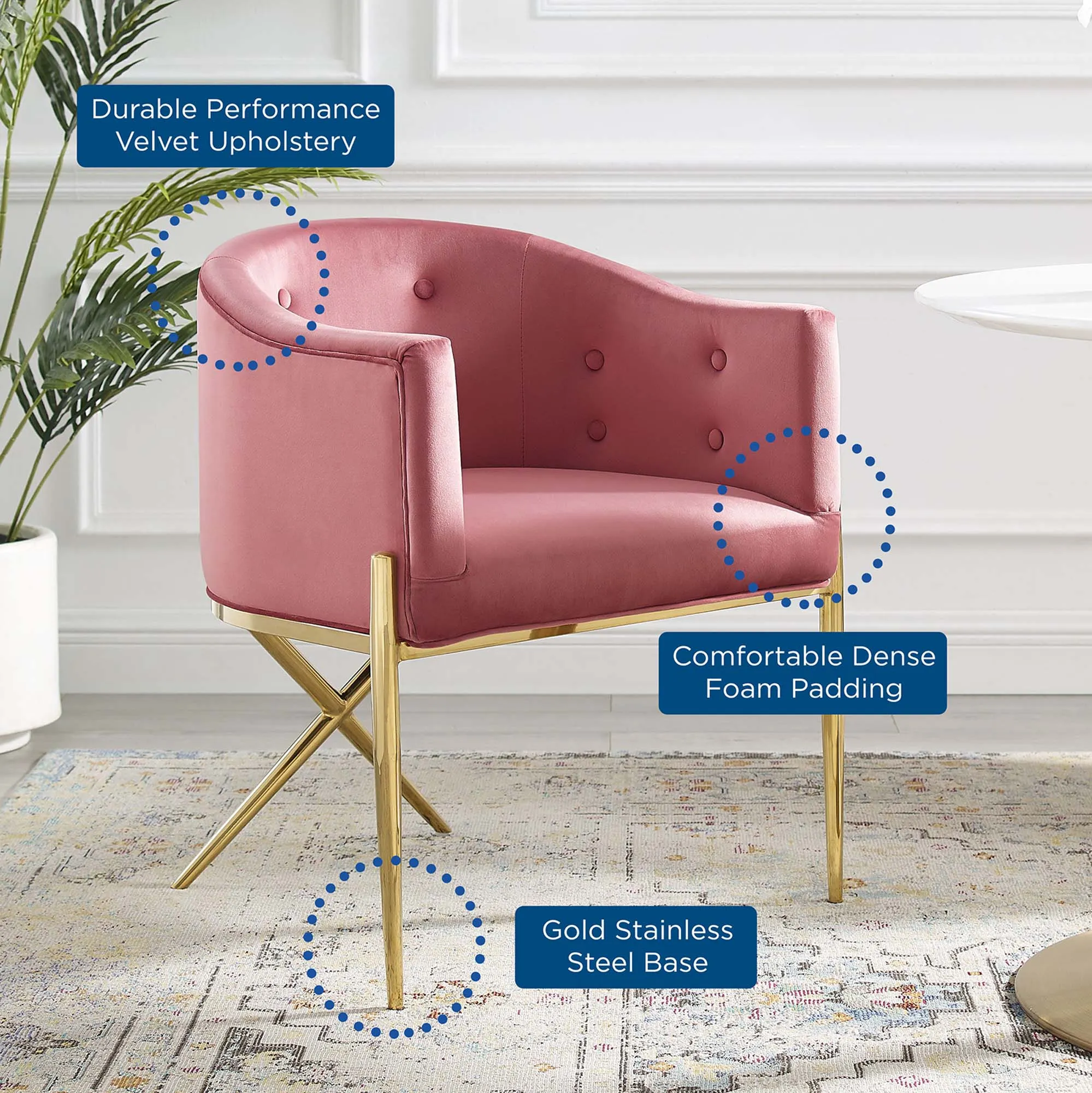 Savour Tufted Performance Velvet Accent Dining Armchair by Modway