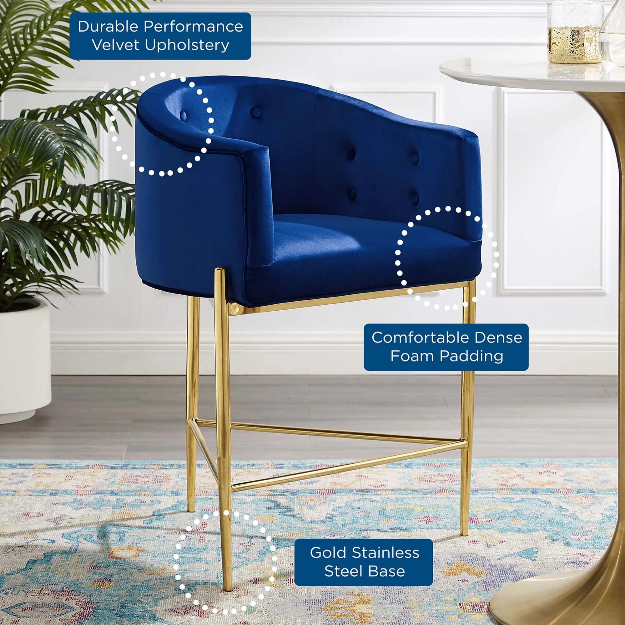 Savour Tufted Performance Velvet Counter Stool Set of 2 by Modway