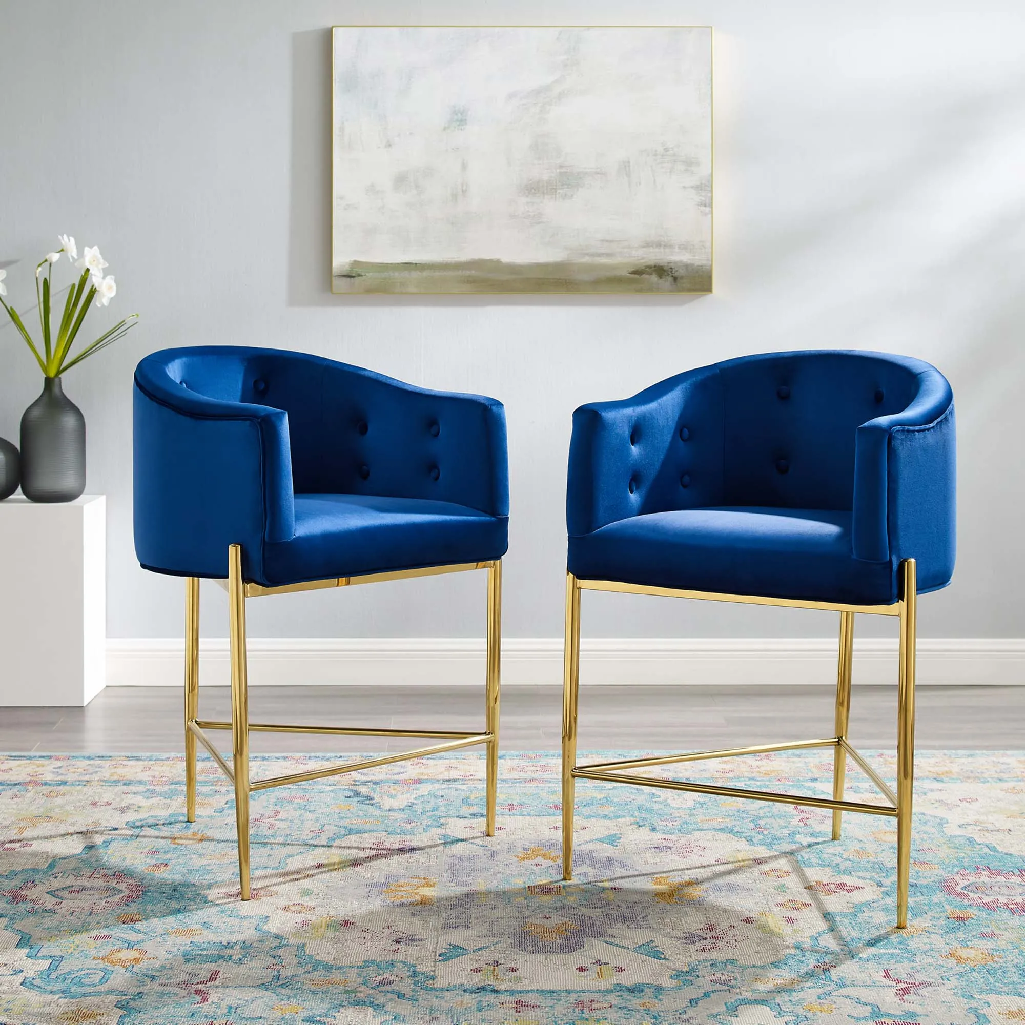 Savour Tufted Performance Velvet Counter Stool Set of 2 by Modway