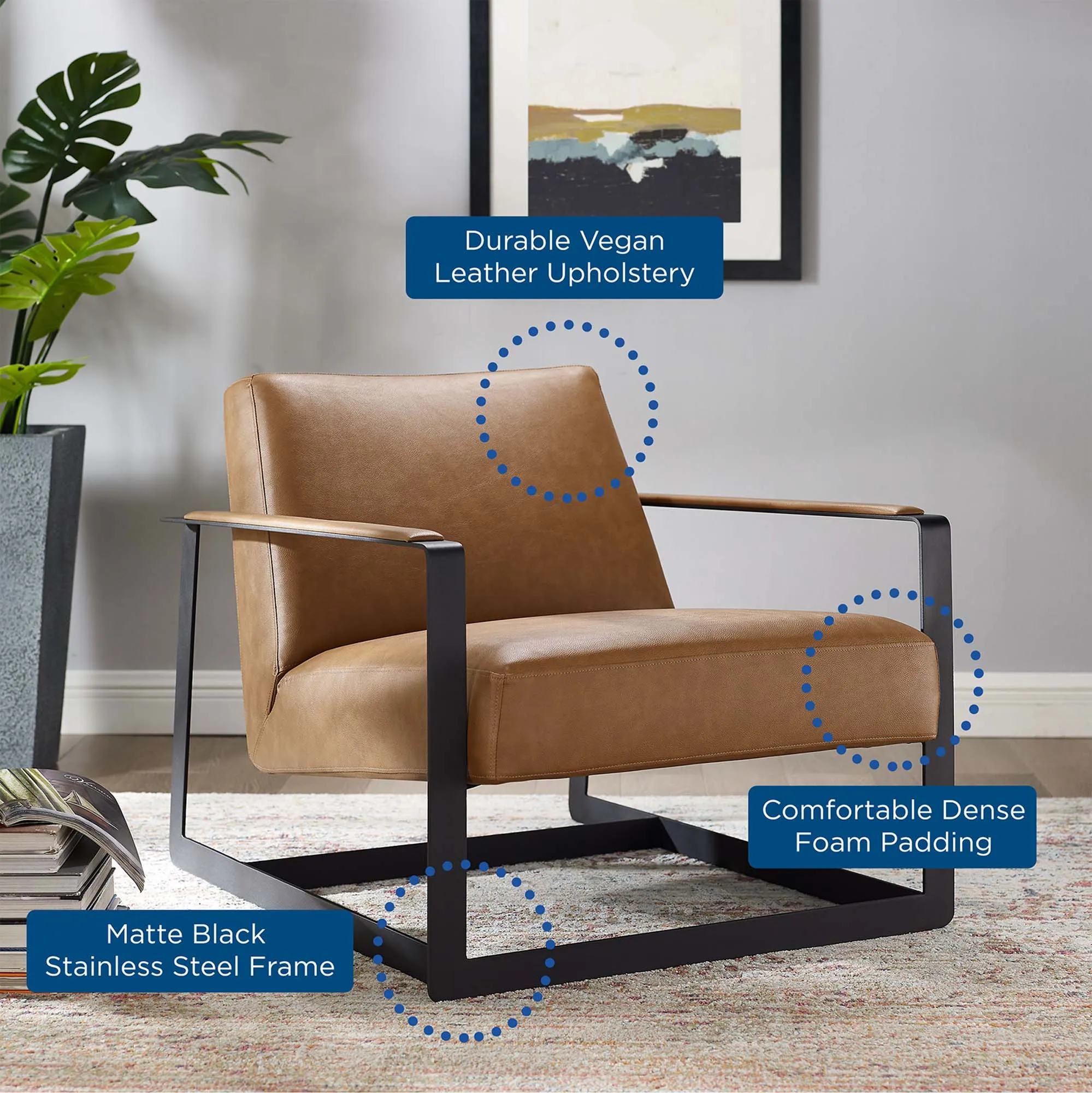 Seg Vegan Leather Accent Chair by Modway