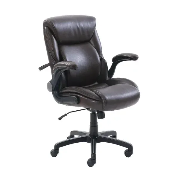 Serta 49987-B Air Lumbar Bonded Leather Manager Office Chair, Brown Faux Leather
