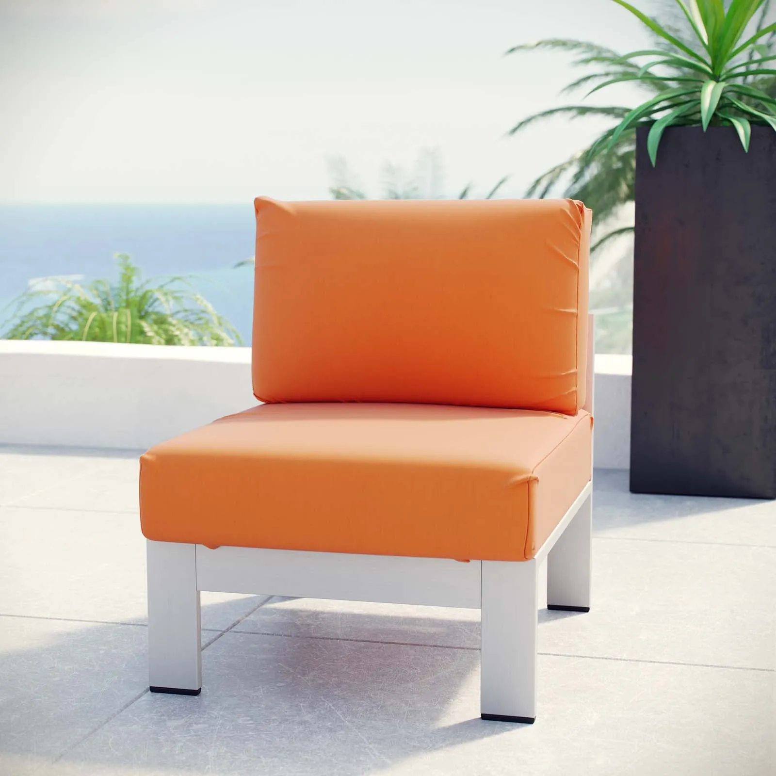 Shore Armless Outdoor Patio Aluminum Chair by Modway