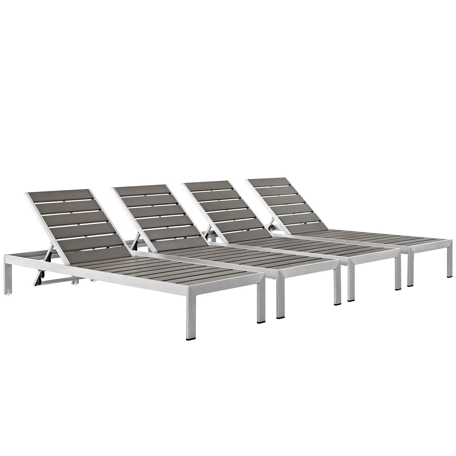 Shore Chaise Outdoor Patio Aluminum Set of 4 by Modway