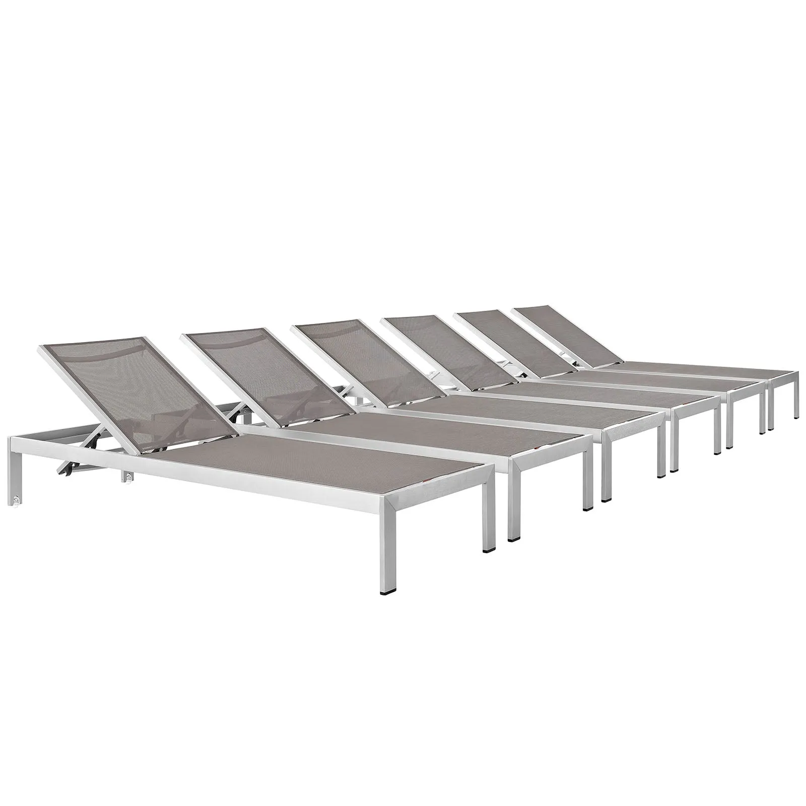 Shore Chaise Outdoor Patio Aluminum Set of 6 by Modway