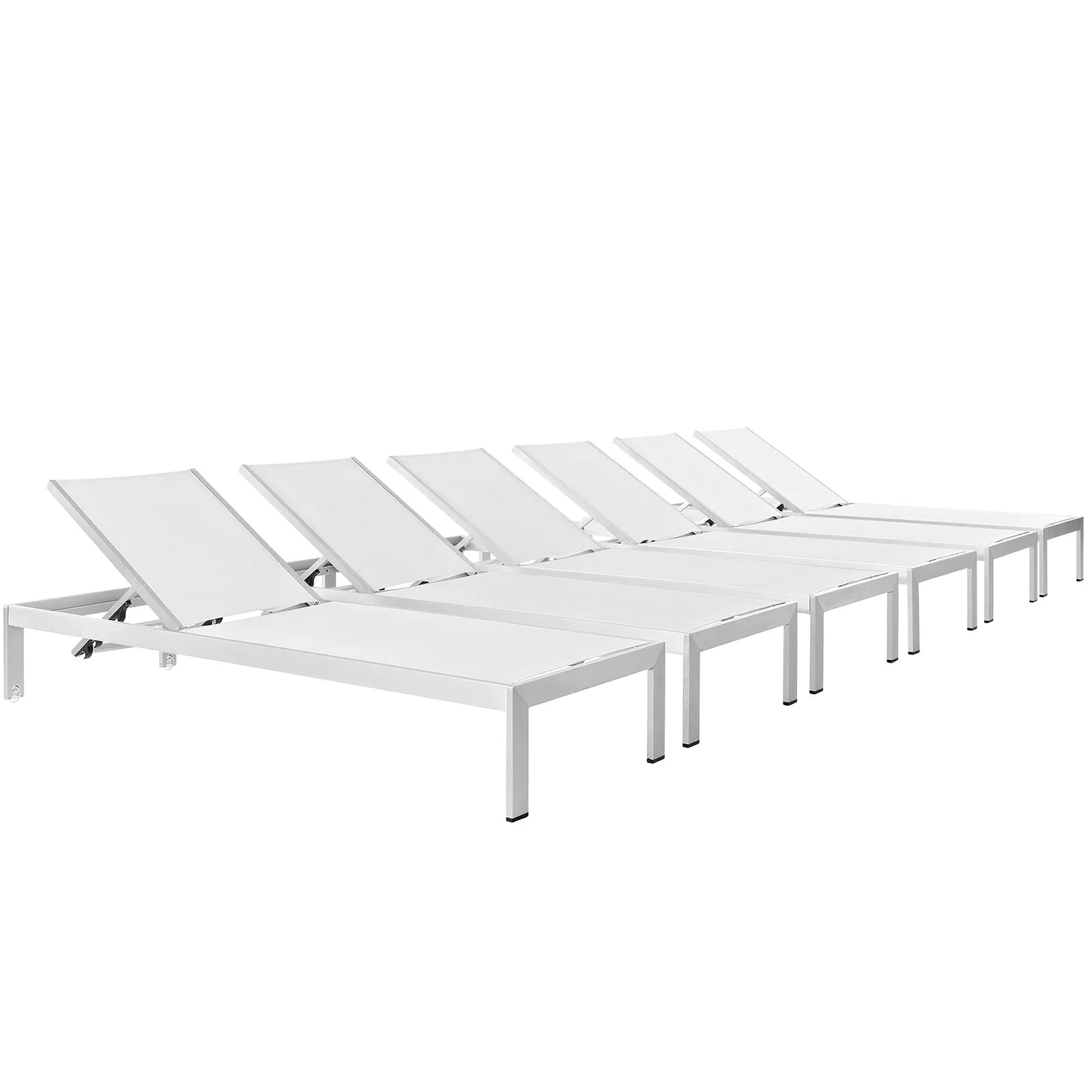 Shore Chaise Outdoor Patio Aluminum Set of 6 by Modway