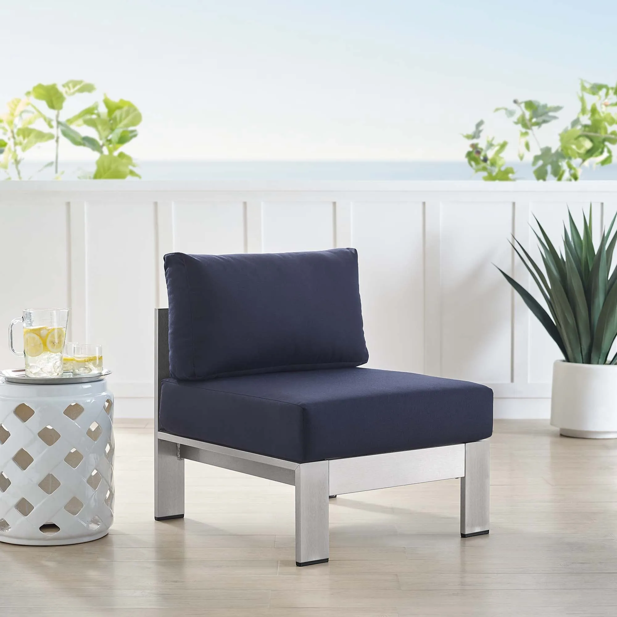 Shore Sunbrella® Fabric Aluminum Outdoor Patio Armless Chair by Modway