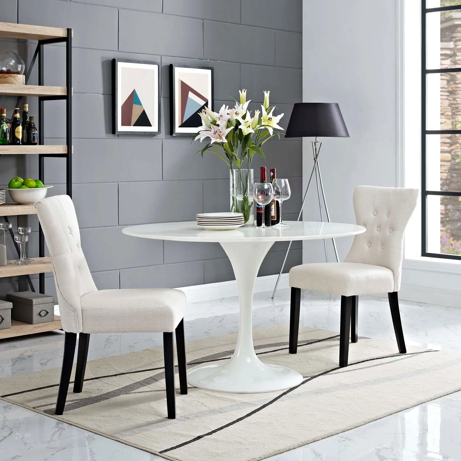 Silhouette Dining Side Chairs Upholstered Fabric Set of 2 by Modway