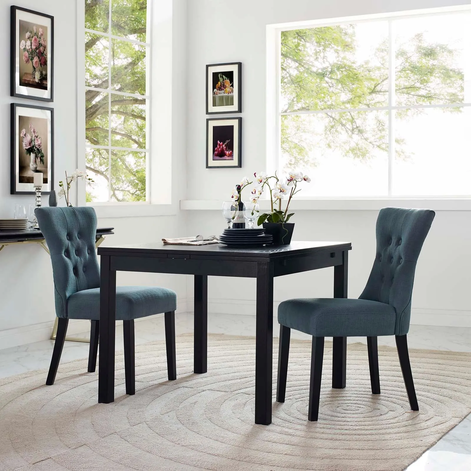 Silhouette Dining Side Chairs Upholstered Fabric Set of 2 by Modway