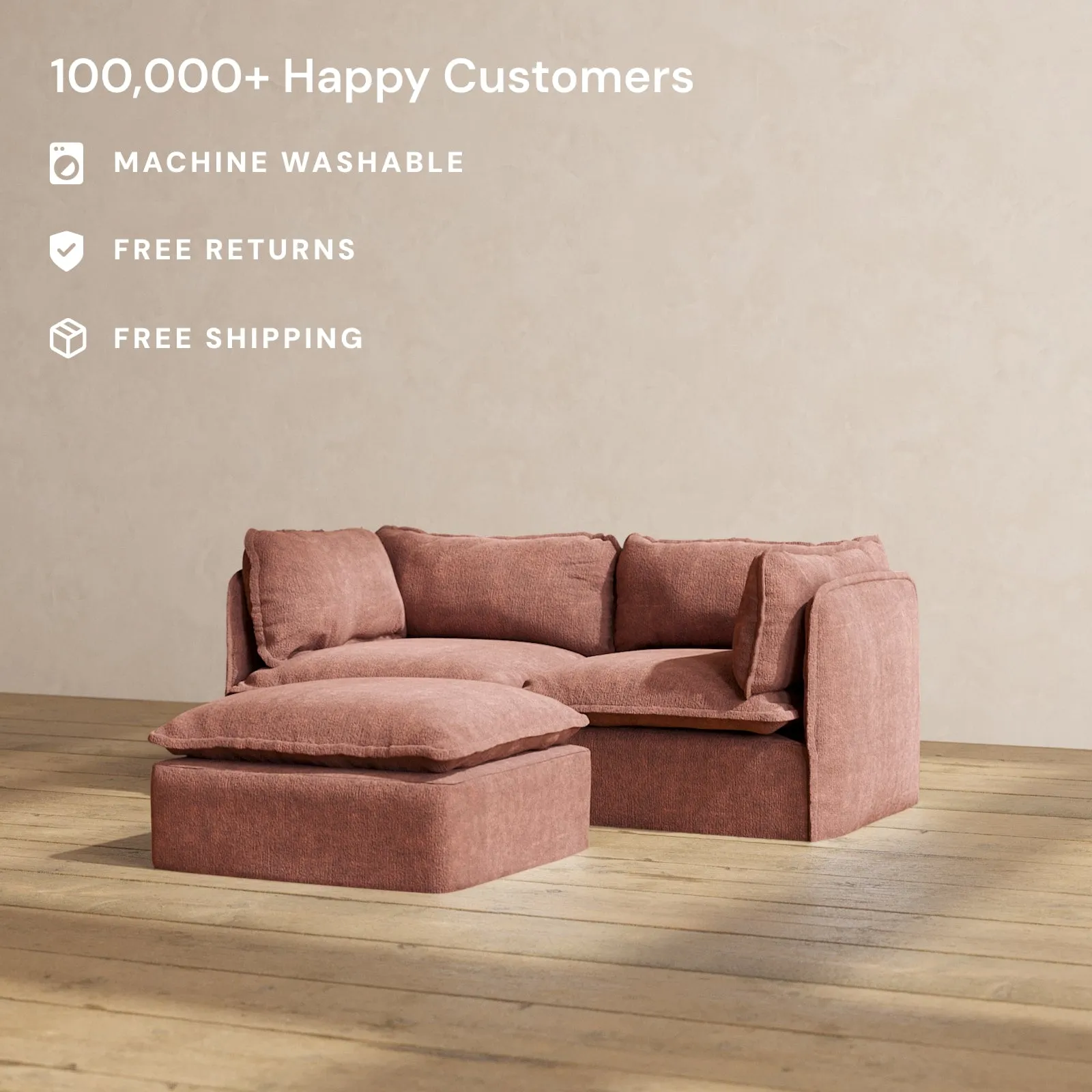 Slipcover Only - Modular Performance 2-Seater   Ottoman | Heirloom Velvet in Chestnut