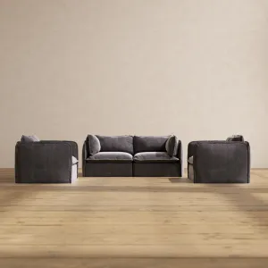 Slipcover Only - Modular Performance 2-Seater Sofa   Armchair Set | Luxury Velvet in Cinder