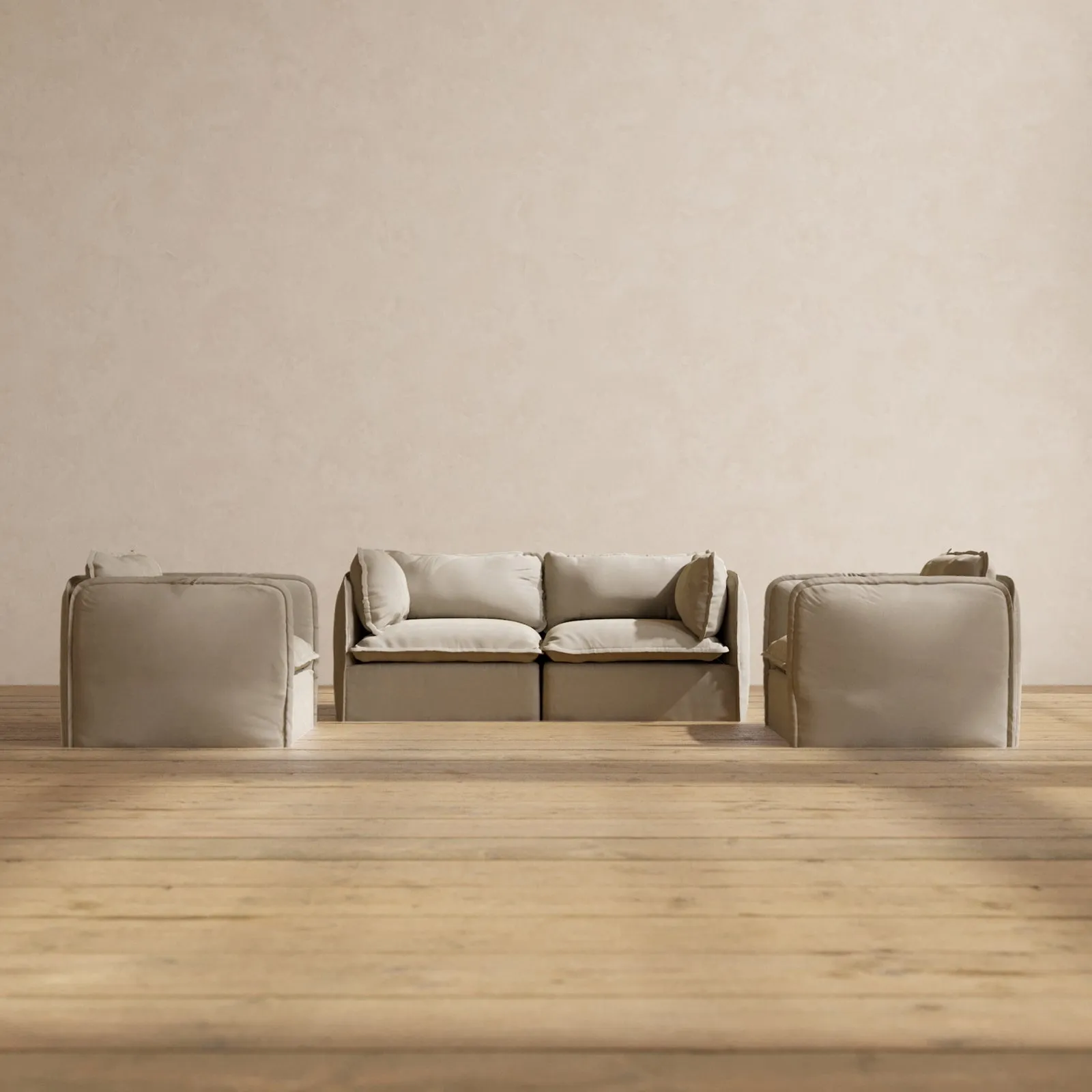 Slipcover Only - Modular Performance 2-Seater Sofa   Armchair Set | Luxury Velvet in Dune
