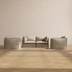 Slipcover Only - Modular Performance 2-Seater Sofa   Armchair Set | Luxury Velvet in Dune