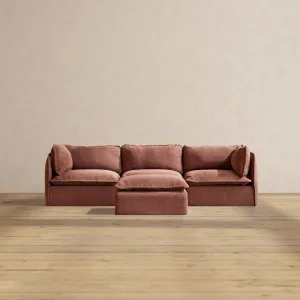 Slipcover Only - Modular Performance 3-Seater   Ottoman | Heirloom Velvet in Chestnut